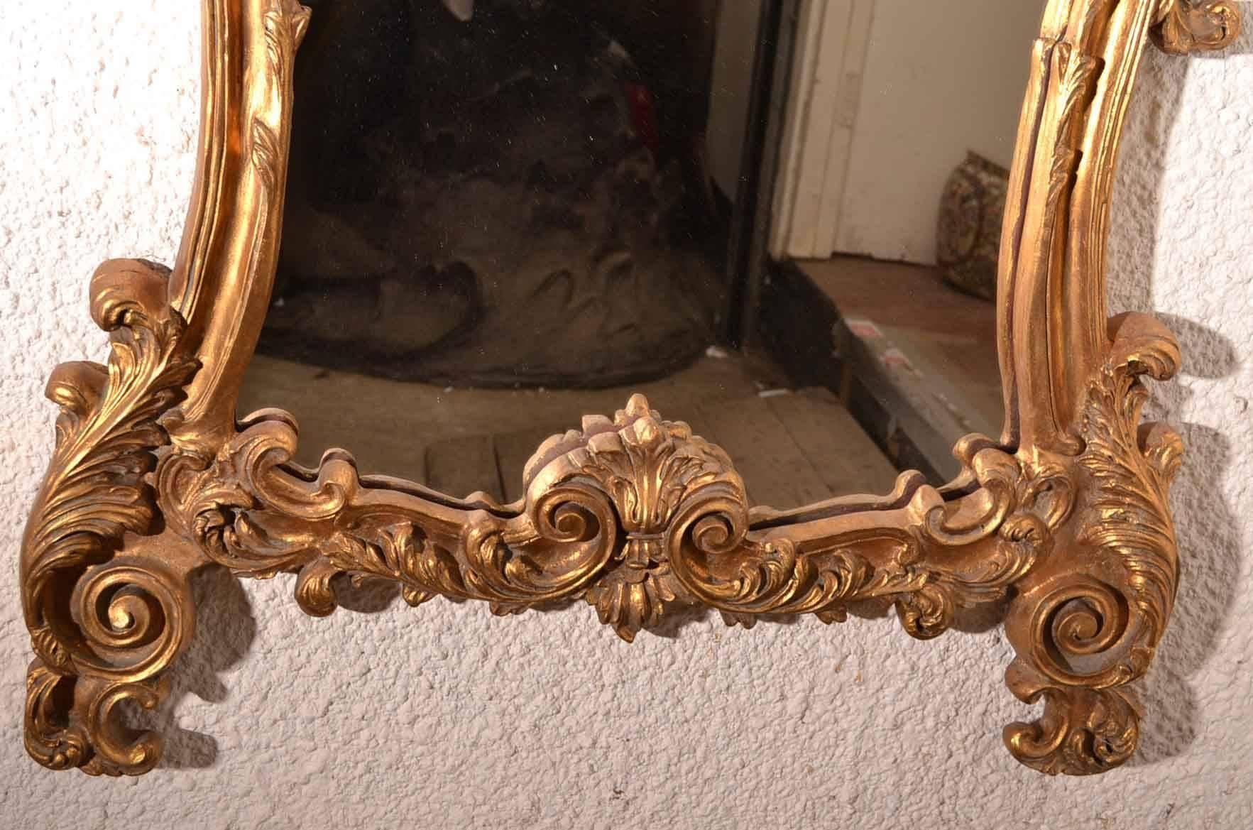 20th Century Magnificent Large Italian Gilded Mirror Angel Cherub