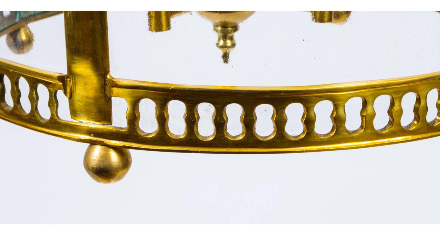 Late 20th Century Sheraton Style Solid Brass Circular Lantern