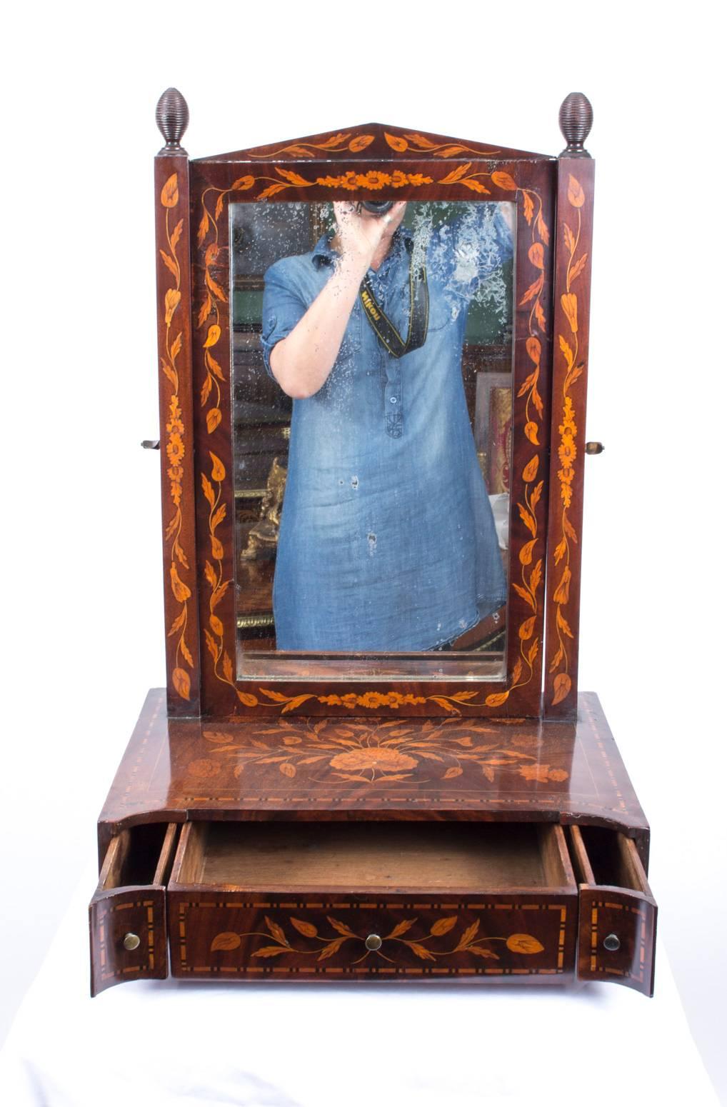 18th Century Dutch Marquetry Dressing Table Mirror 4