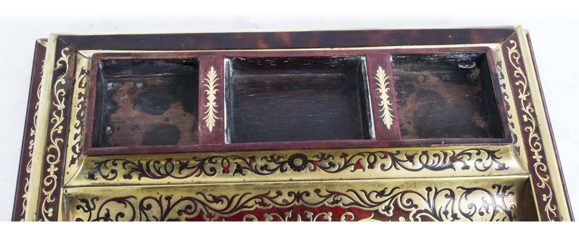 19th Century French Boulle Cut Brass Inlaid Inkstand 2