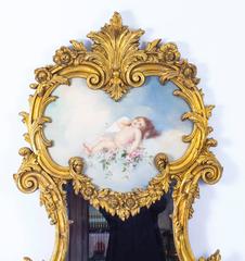 Magnificent Large Italian Gilded Mirror Cherub