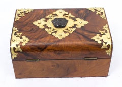 19th Century Victorian Burr Walnut Casket Sewing Box