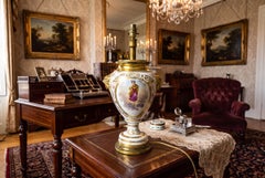 19th Century French Hand-Painted and Gilt Porcelain Lamp