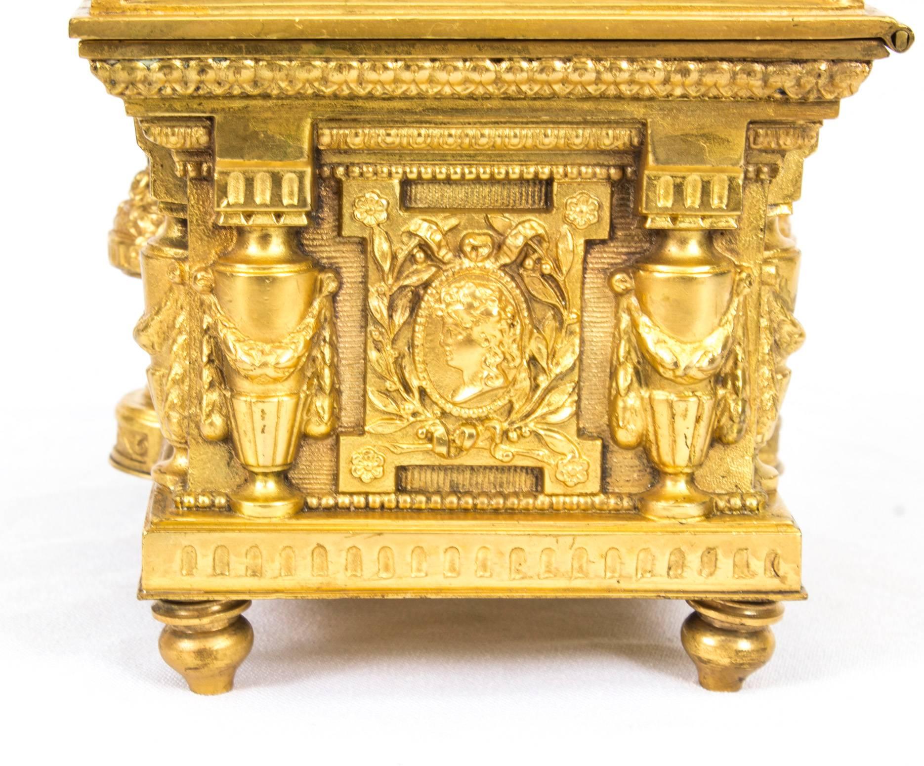 Antique French Gilt Bronze Jewellery Casket, circa 1870 In Excellent Condition In London, GB