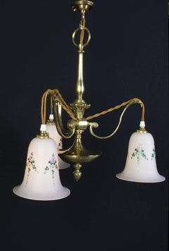 Early 20th Century Art Nouveau 3 Light Brass Chandelier