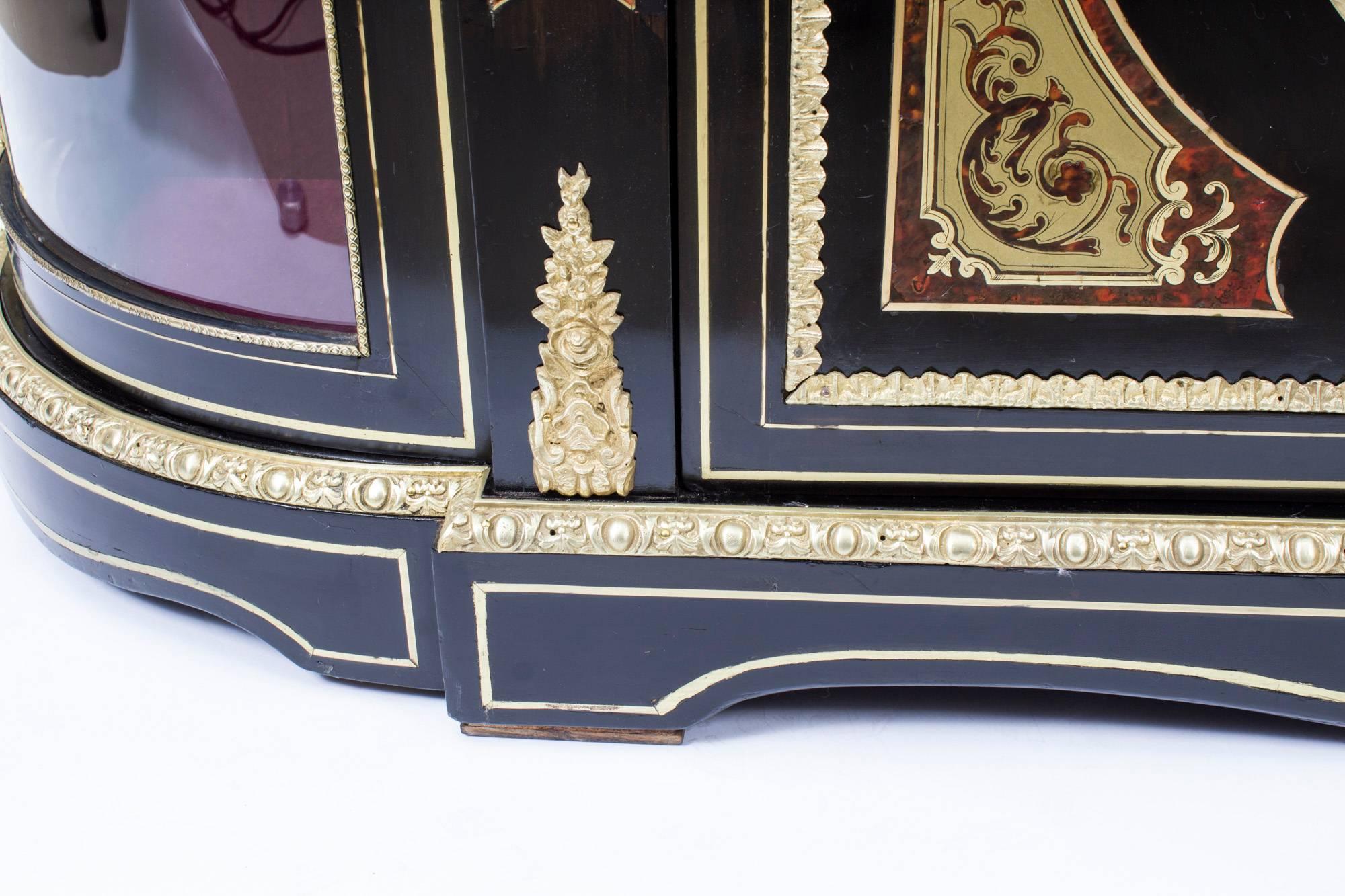 Antique Victorian Red Boulle Cut Brass Credenza c.1860 In Excellent Condition In London, GB