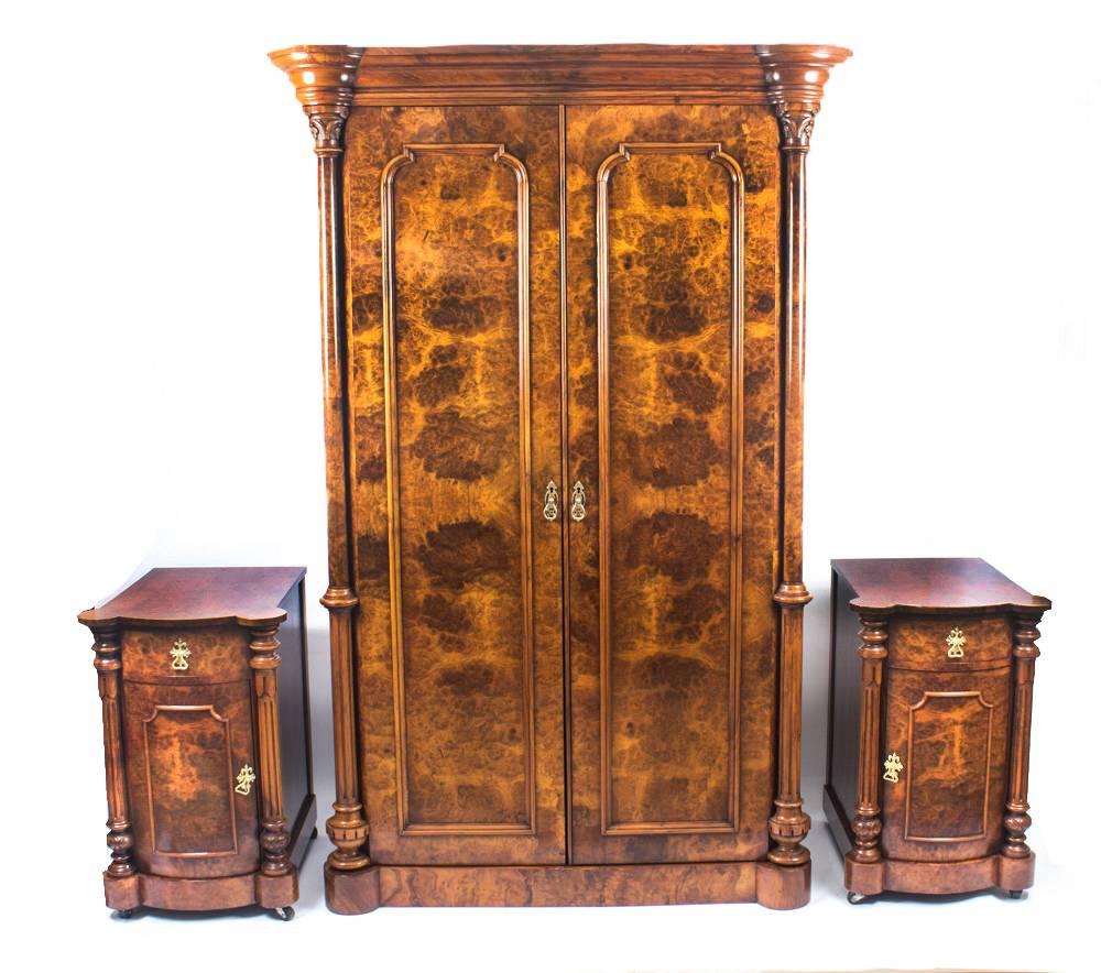 19th Century Victorian Burr Walnut Wardrobe 5