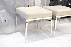 Pair of Nickel Banded Stiletto Ottomans