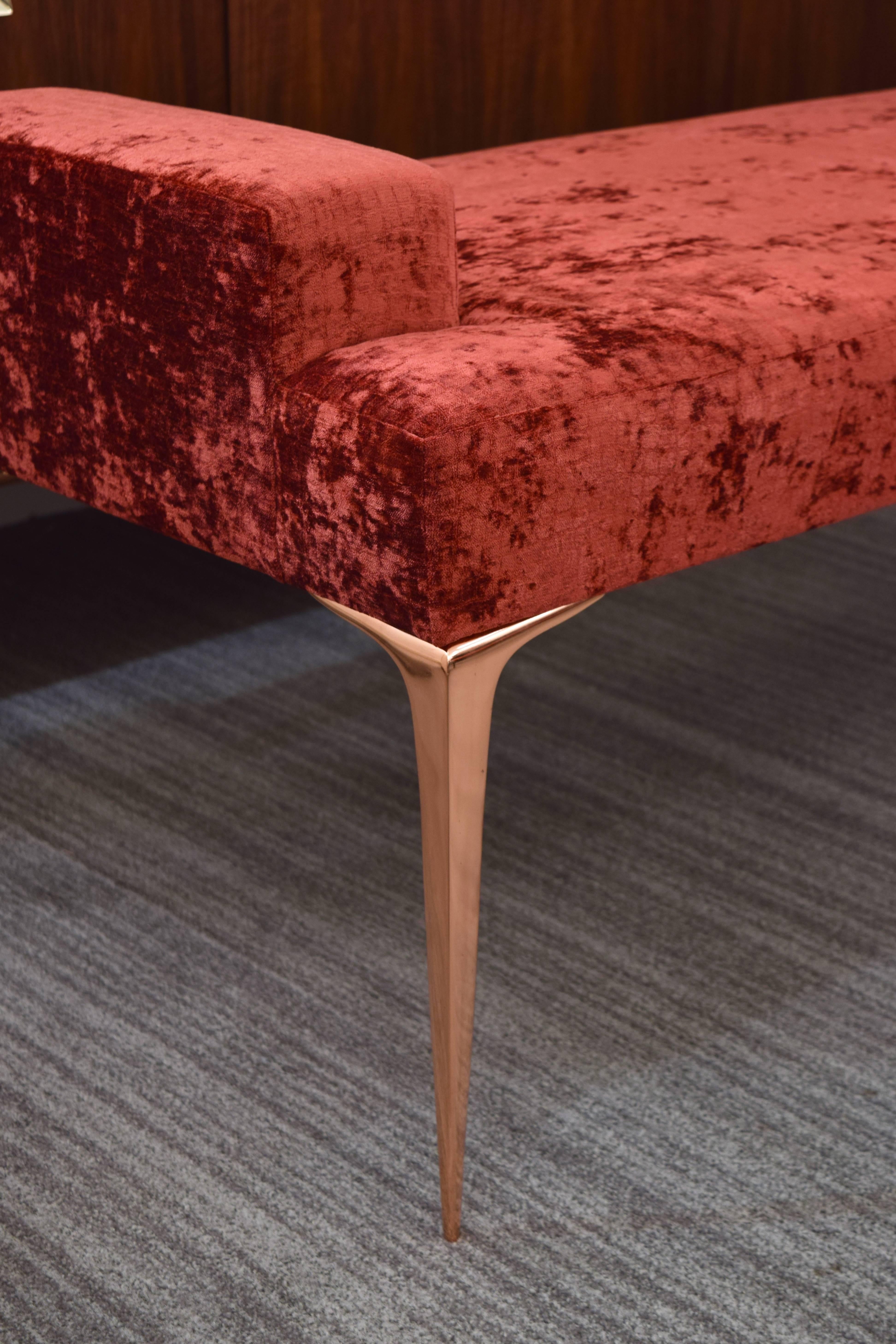 The obsession bench apart of the stiletto collection designed by Irwin Feld Design for CF Modern. Featuring four hand cast, hand polished solid brass 