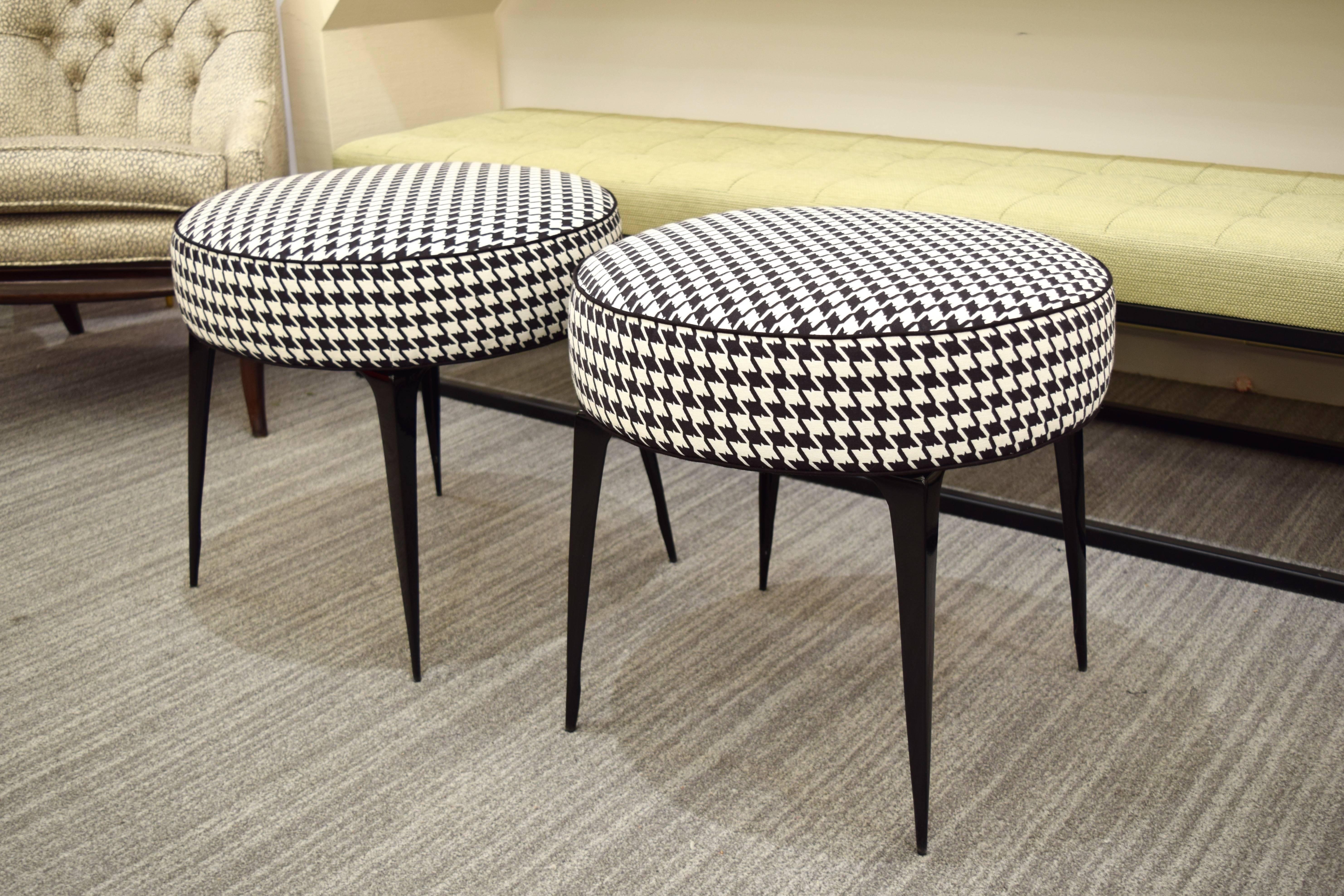 Powder-Coated Pair of Coco Stiletto Ottomans For Sale