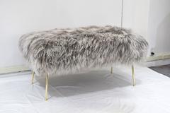 Custom Mongolian Fur Vivier Ottoman