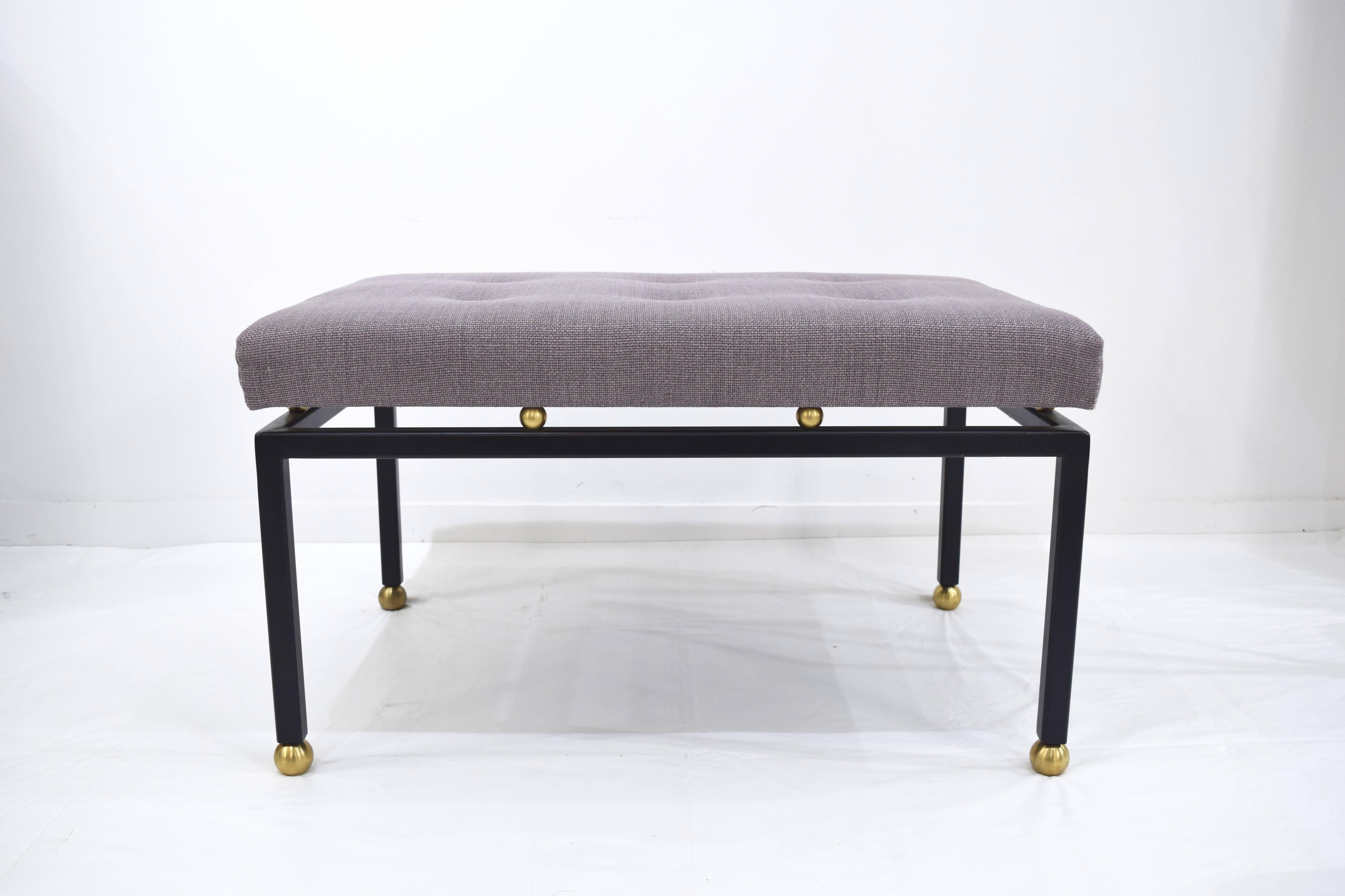 CF MODERN Custom Brass Ball Foot Bench In New Condition For Sale In New York, NY