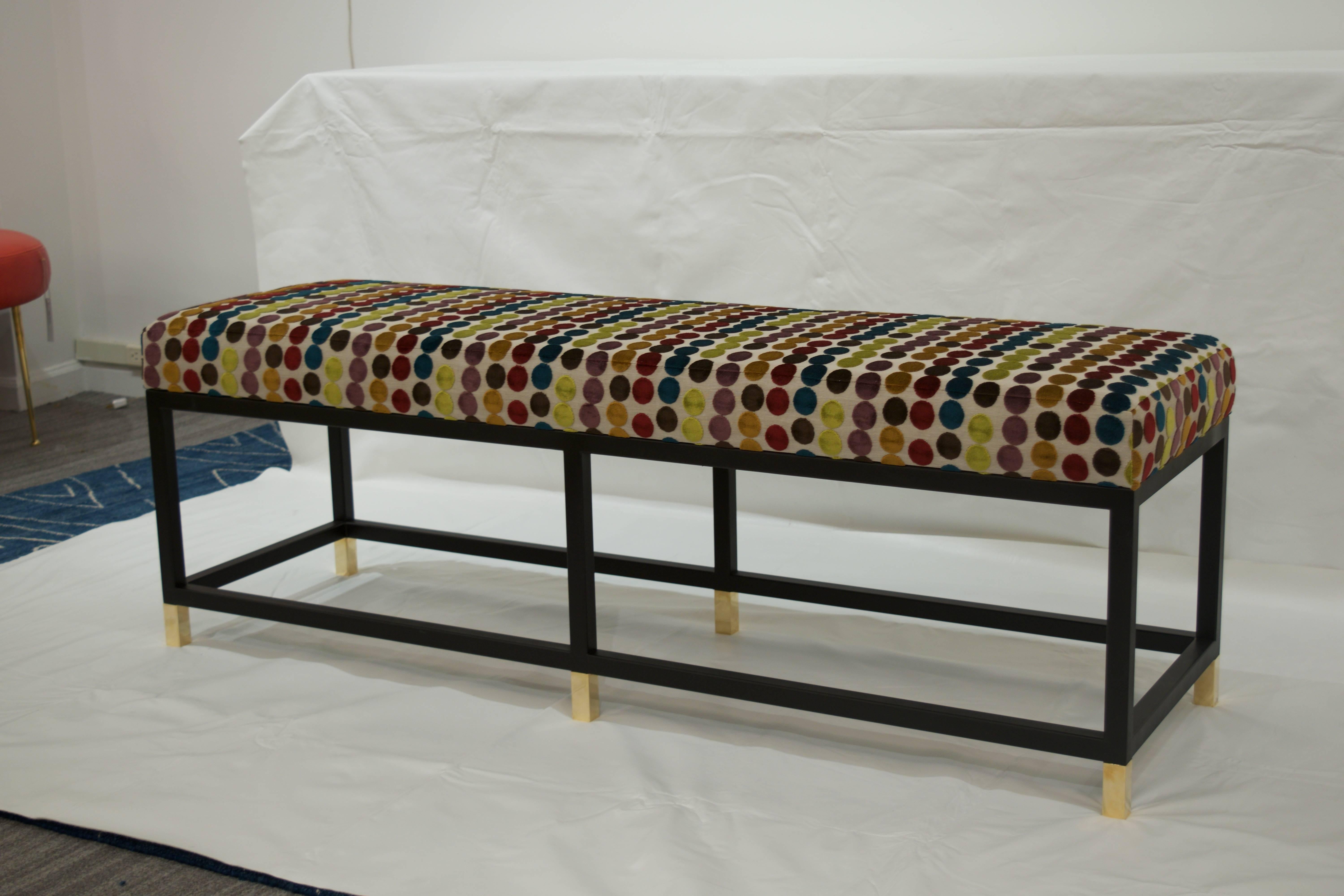 Brass Blackened Steel \Custom Iron Platform Bench For Sale