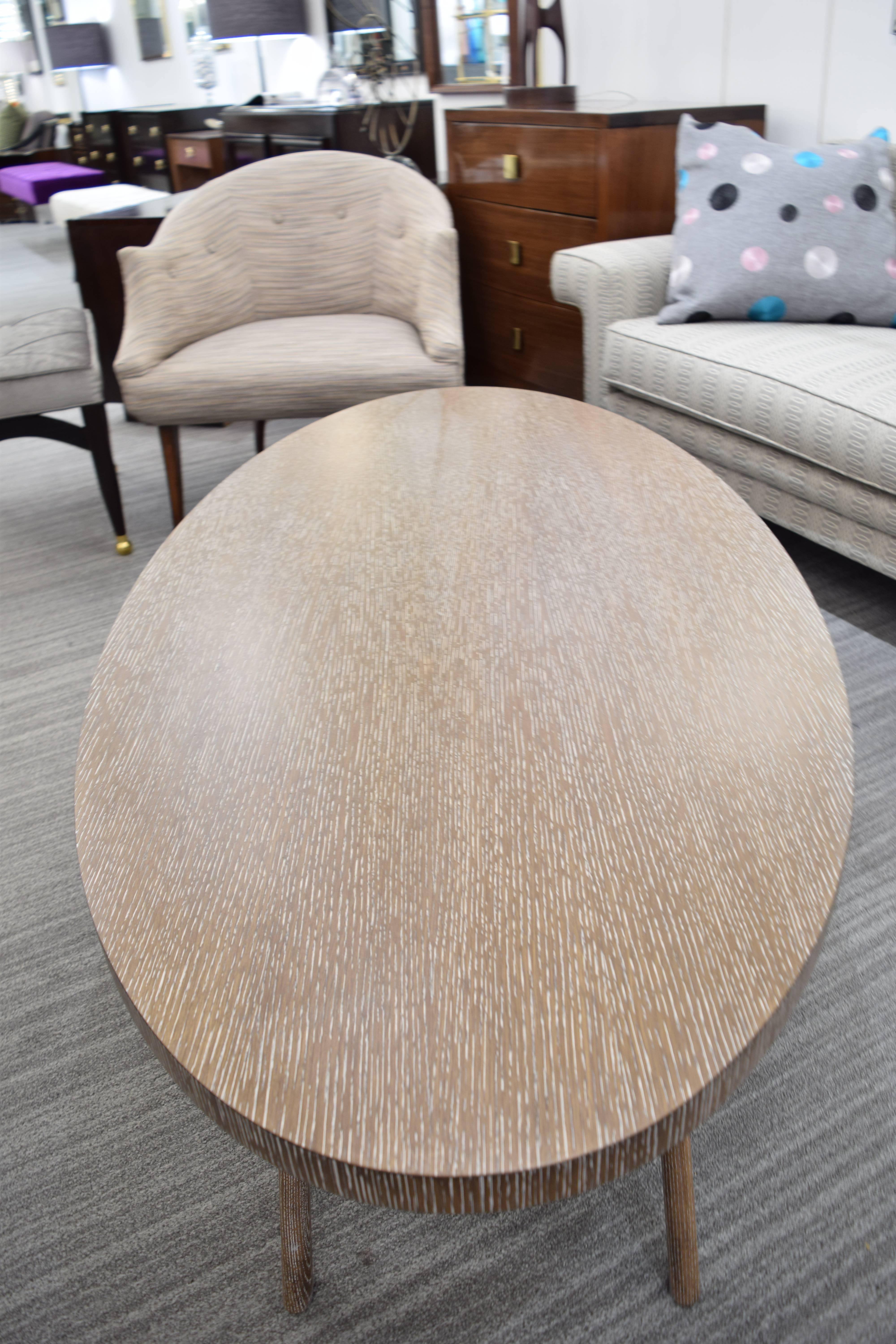 CF MODERN Custom Cerused Finn Leg Coffee Table In New Condition For Sale In New York, NY