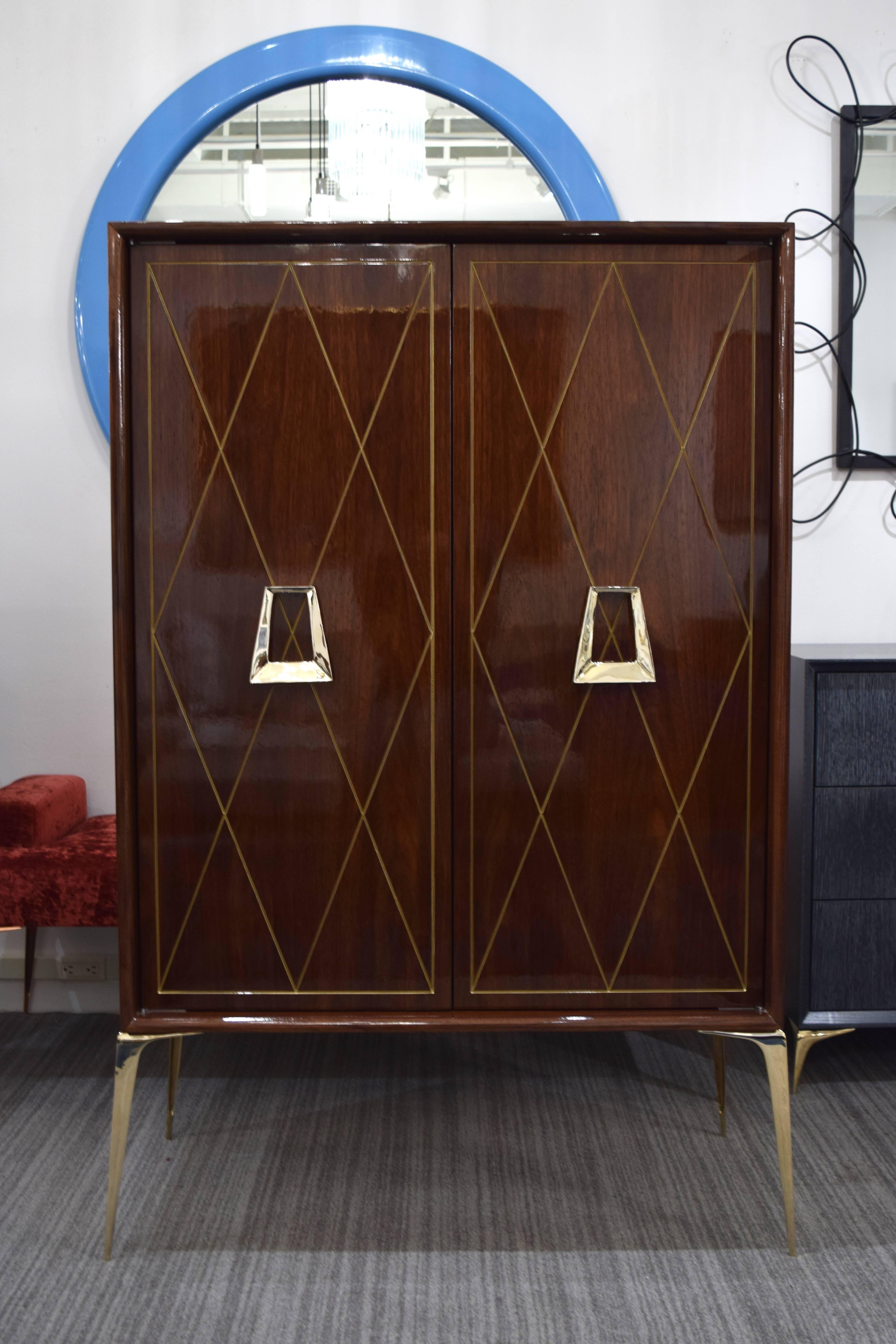 Mid-Century Modern CF MODERN Custom Diamond Front Stiletto Bar Cabinet For Sale