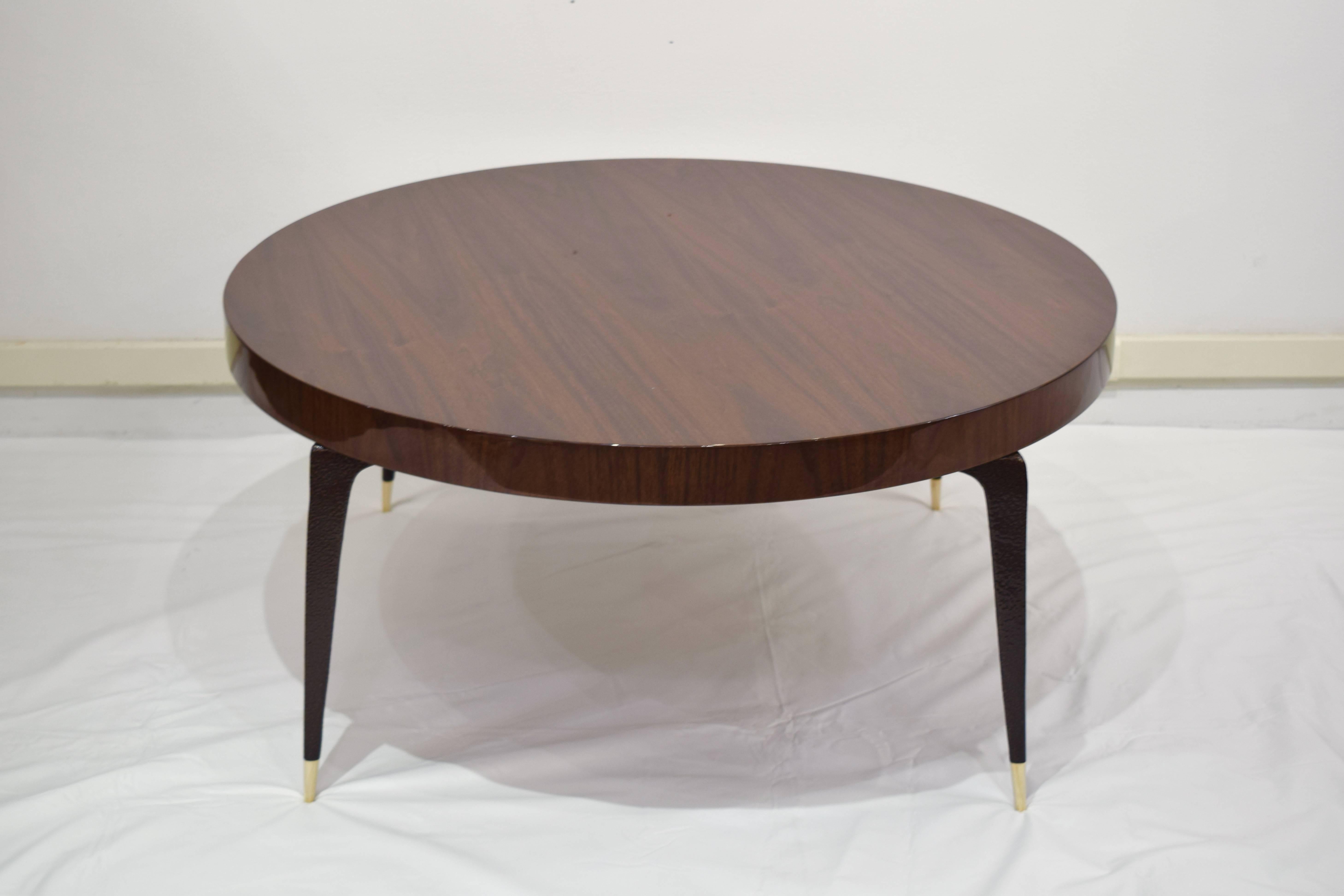 Walnut CF MODERN Custom Round Stiletto Coffee Table For Sale