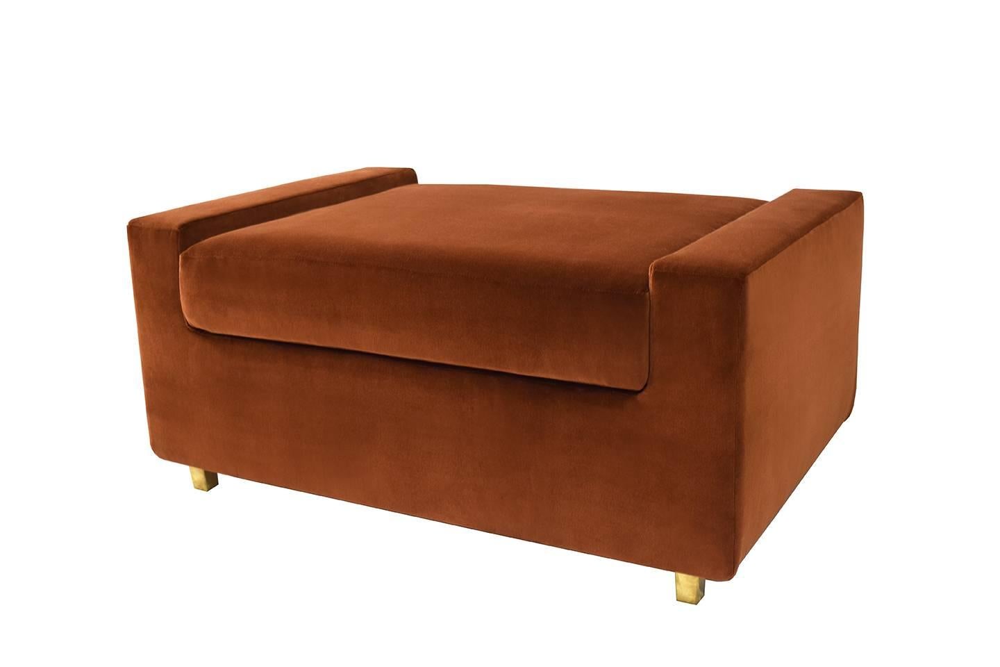 The Brighton Ottoman, designed by Irwin Feld Design for CF MODERN, is a prime example of simplicity done right. Shown here in an 