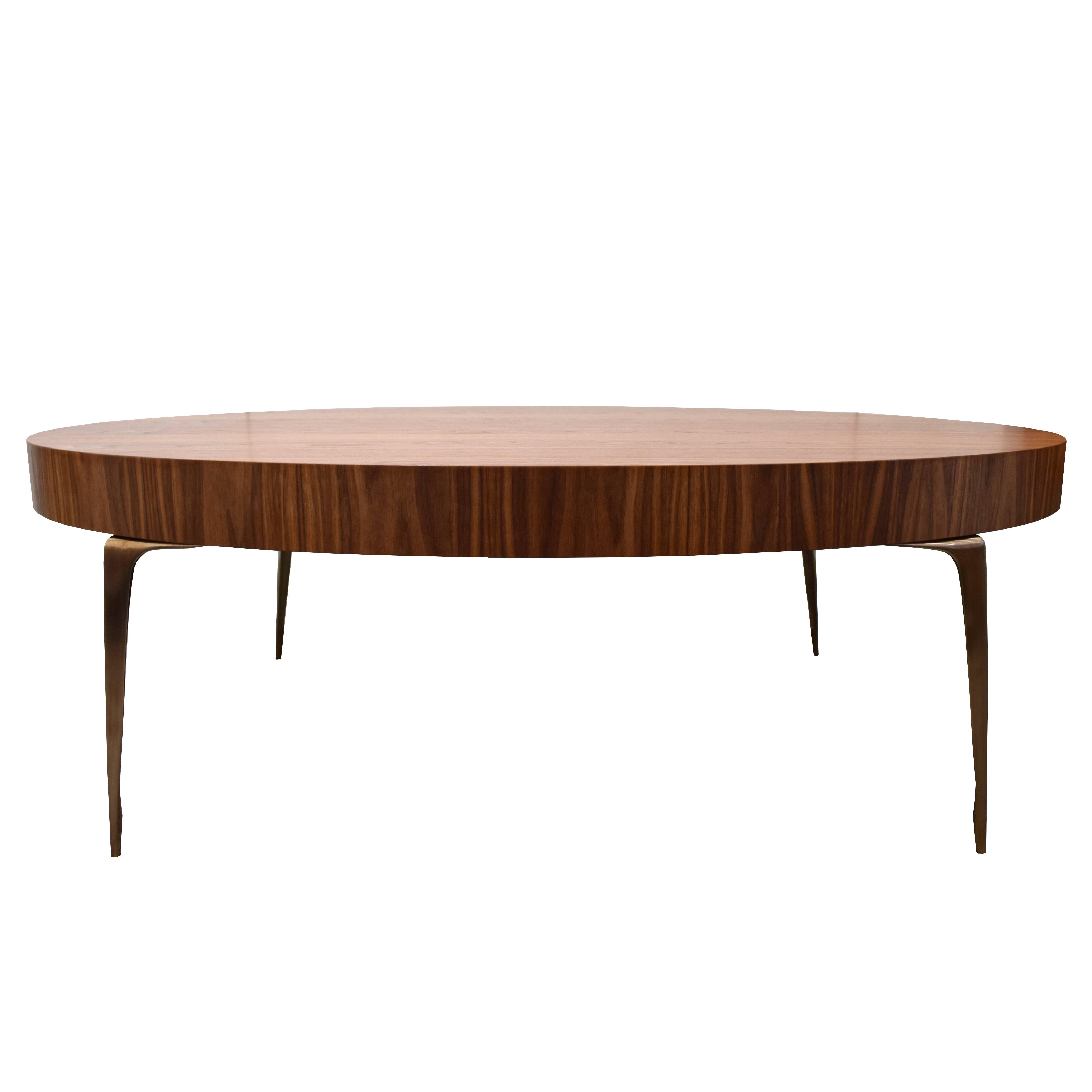 Walnut Oval Stiletto Coffee Table For Sale