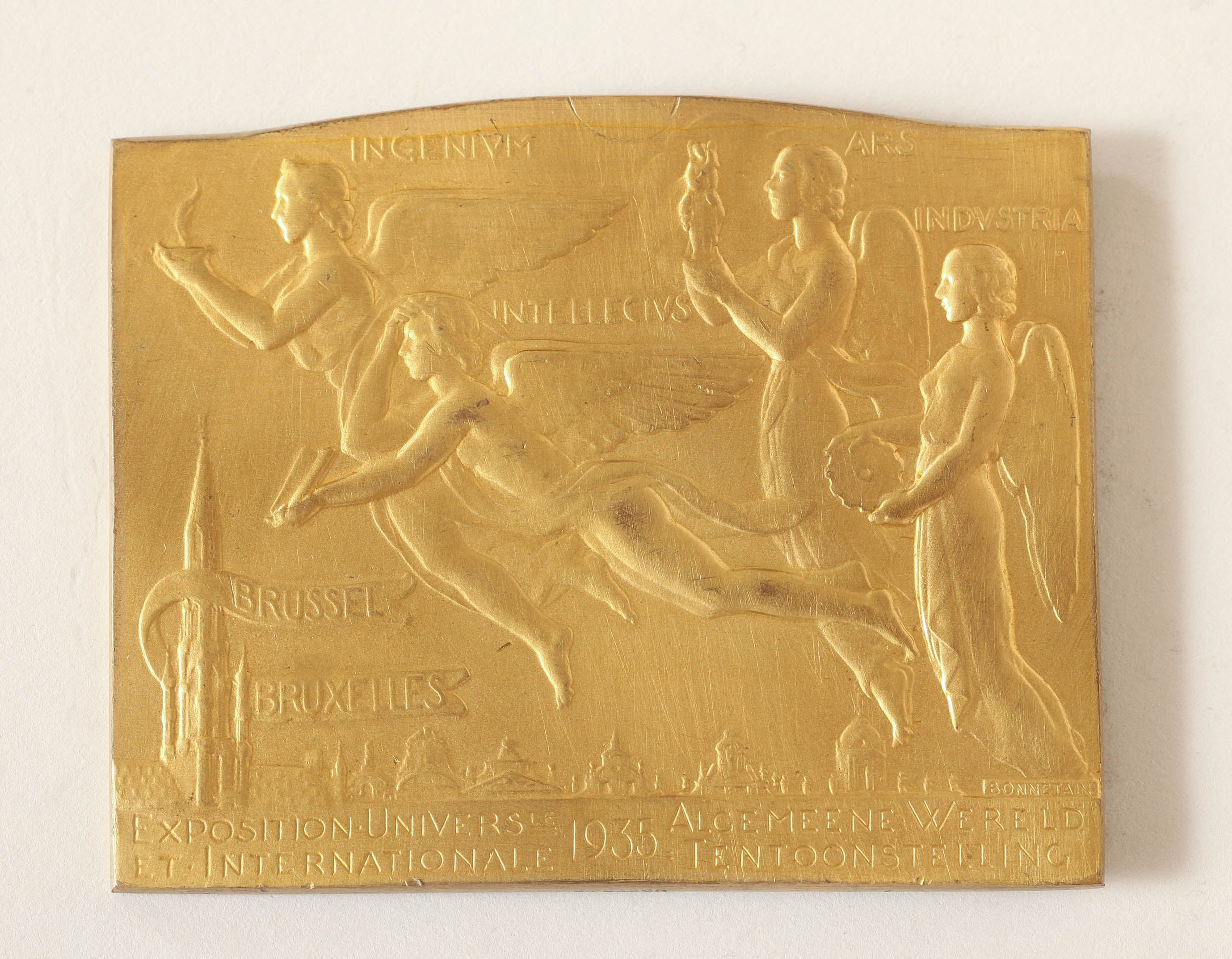 Armand Bonnetain Belgian Art Deco Bronze Medal, 1935 For Sale