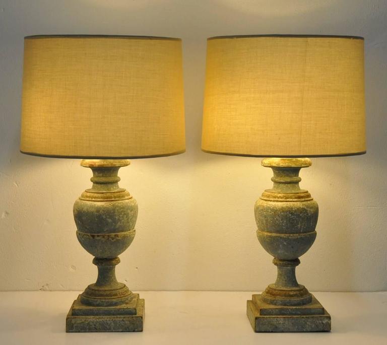 carved wooden lamp bases