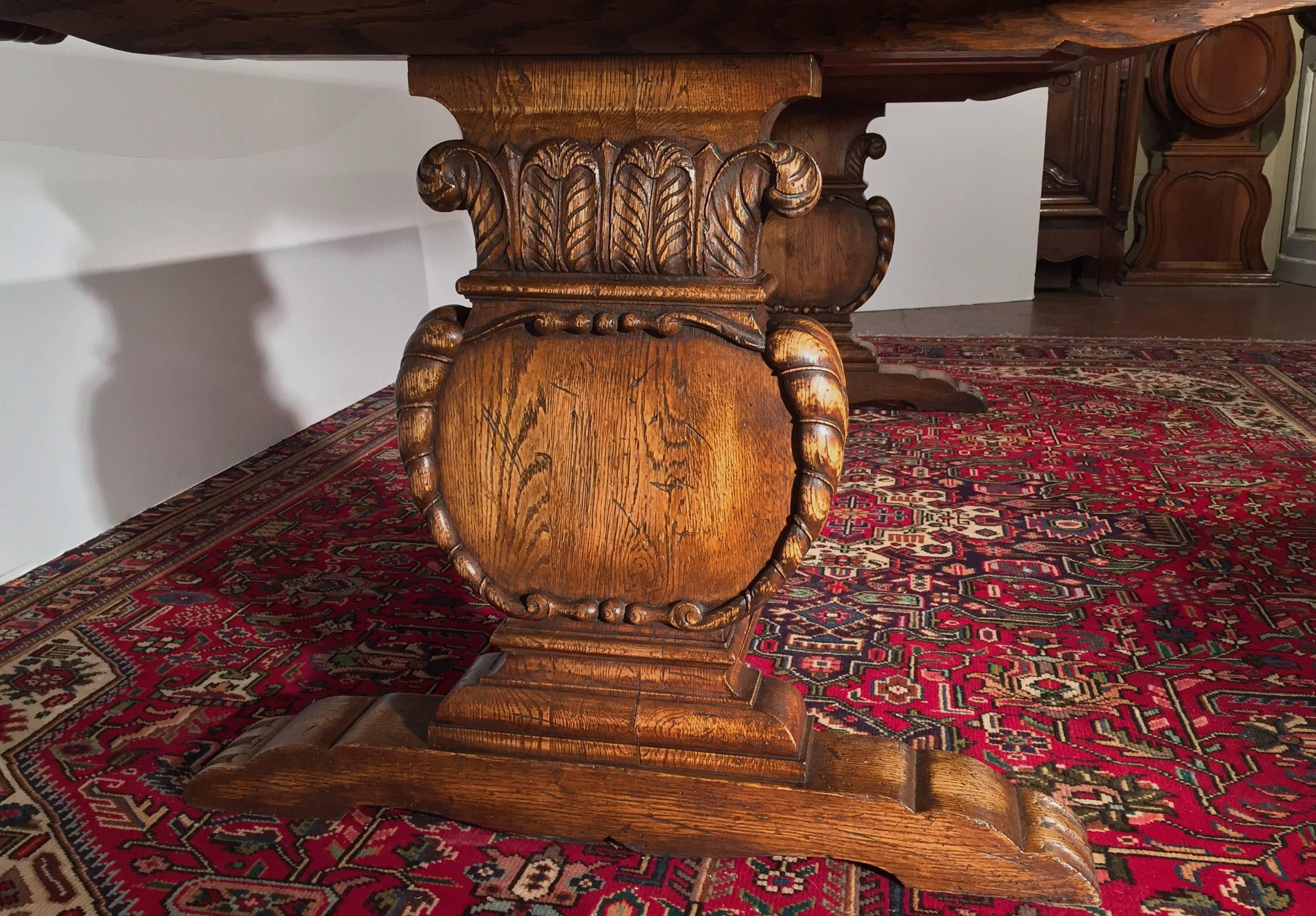 Large Antique French Dining Room Farm Table with Carved Legs and ...