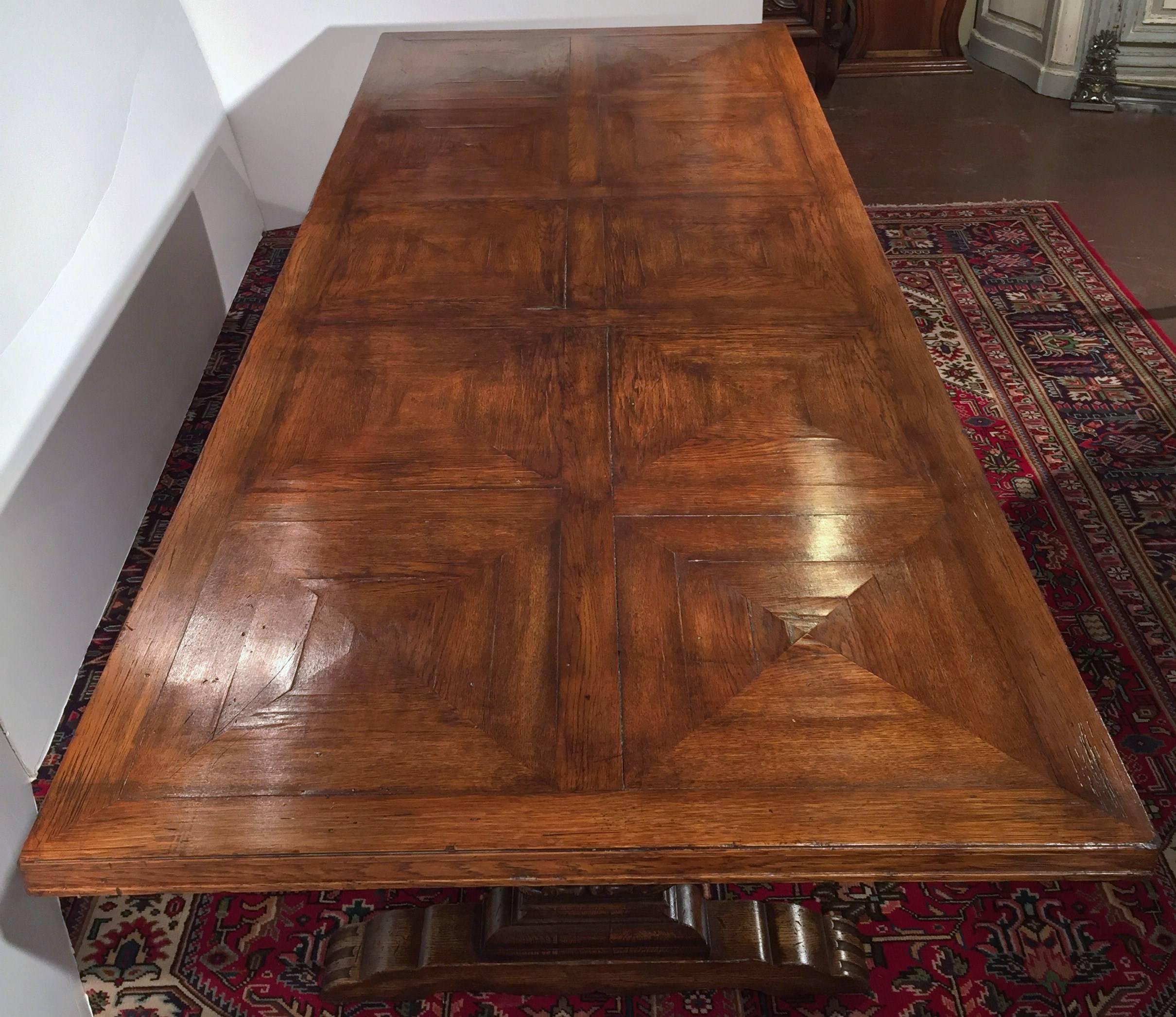 Large Antique French Dining Room Farm Table with Carved Legs and ...