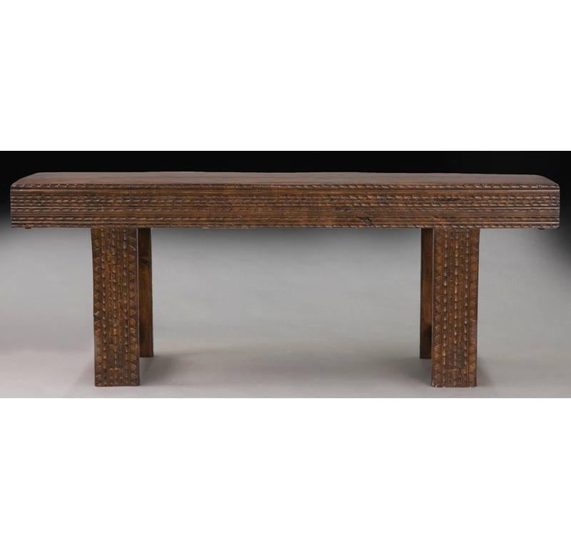 Country Carved Walnut Sofa Table from the French Pyrenees 1