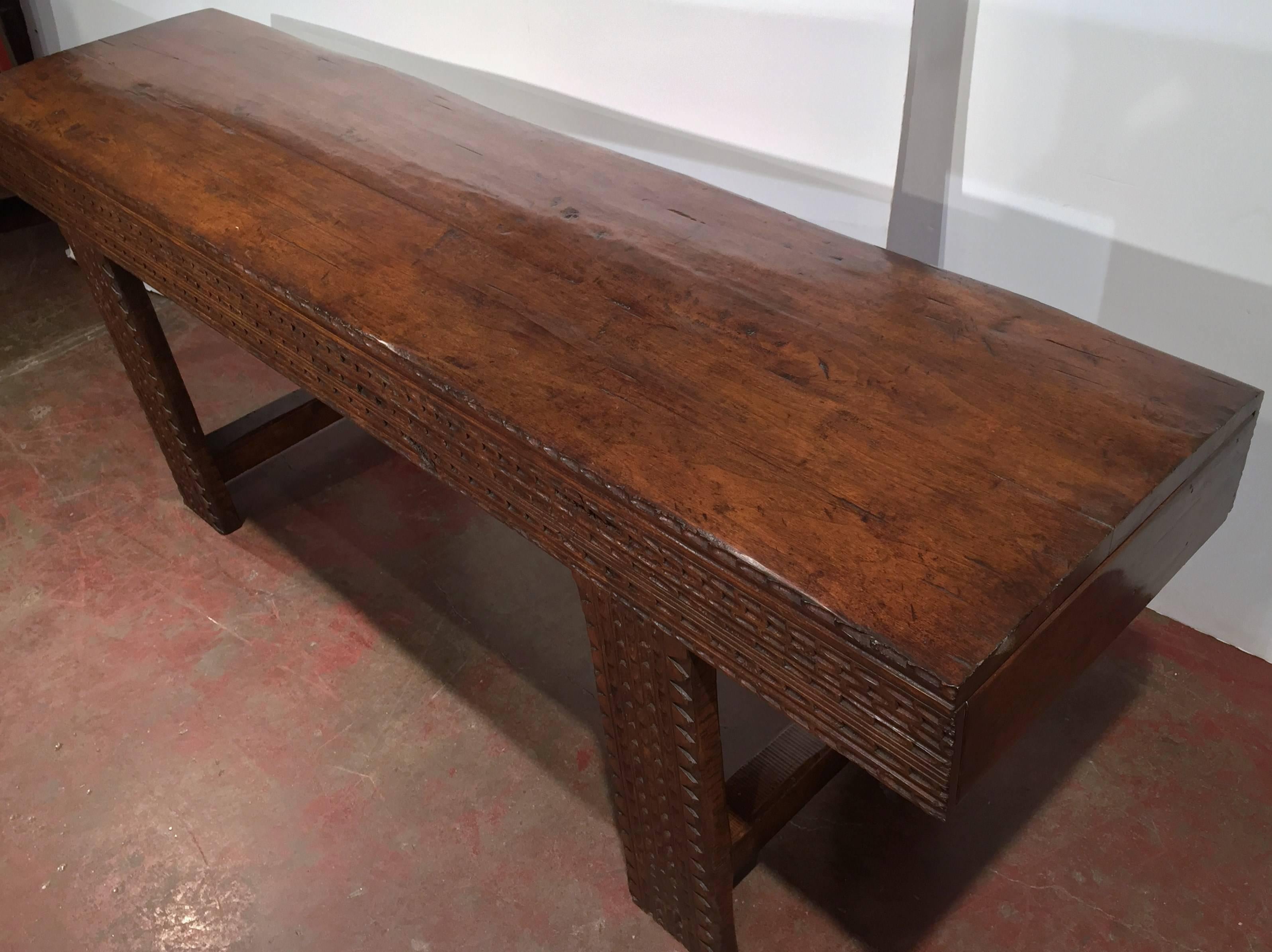 Country Carved Walnut Sofa Table from the French Pyrenees 2