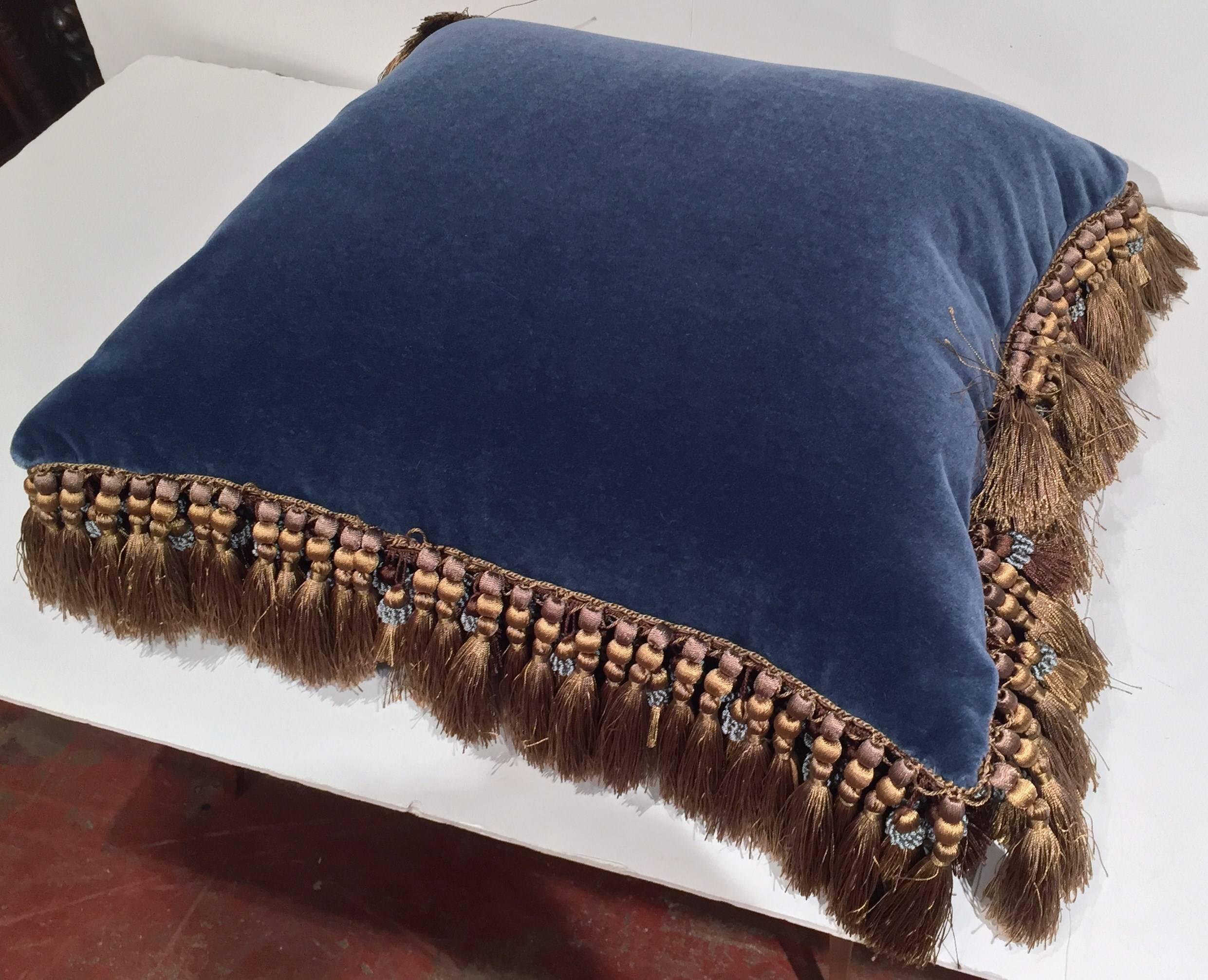 Handmade French Pillow with 18th Century Aubusson Tapestry, Trims and Tassels 3