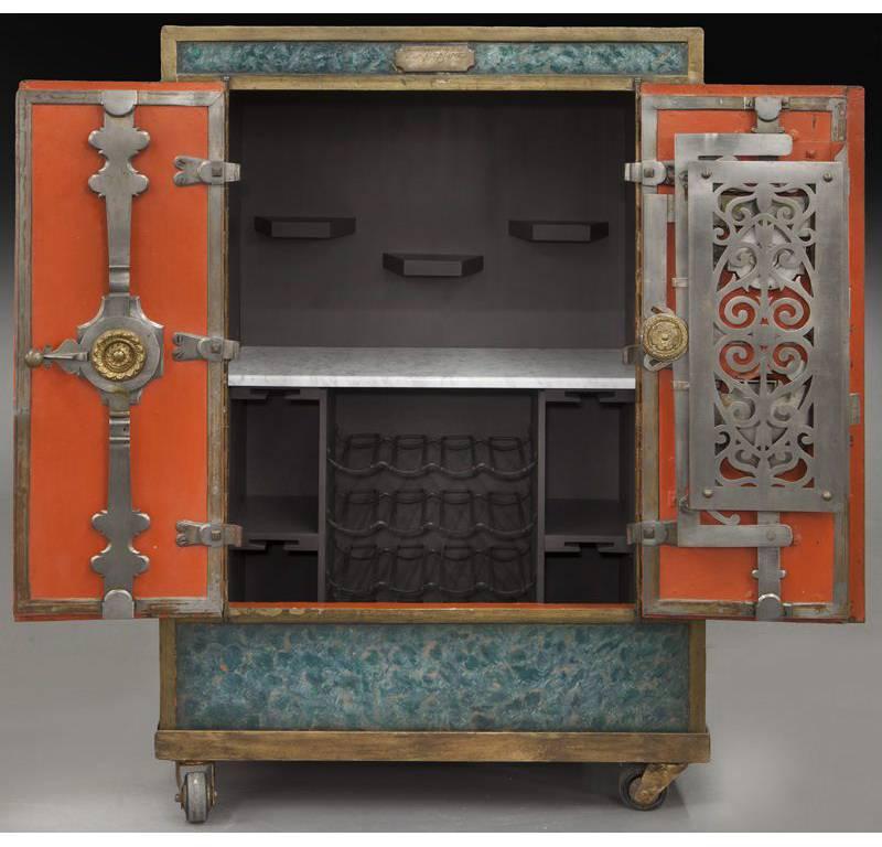 19th Century Dutch Iron Safe with Chinoiserie Decorated Doors  1