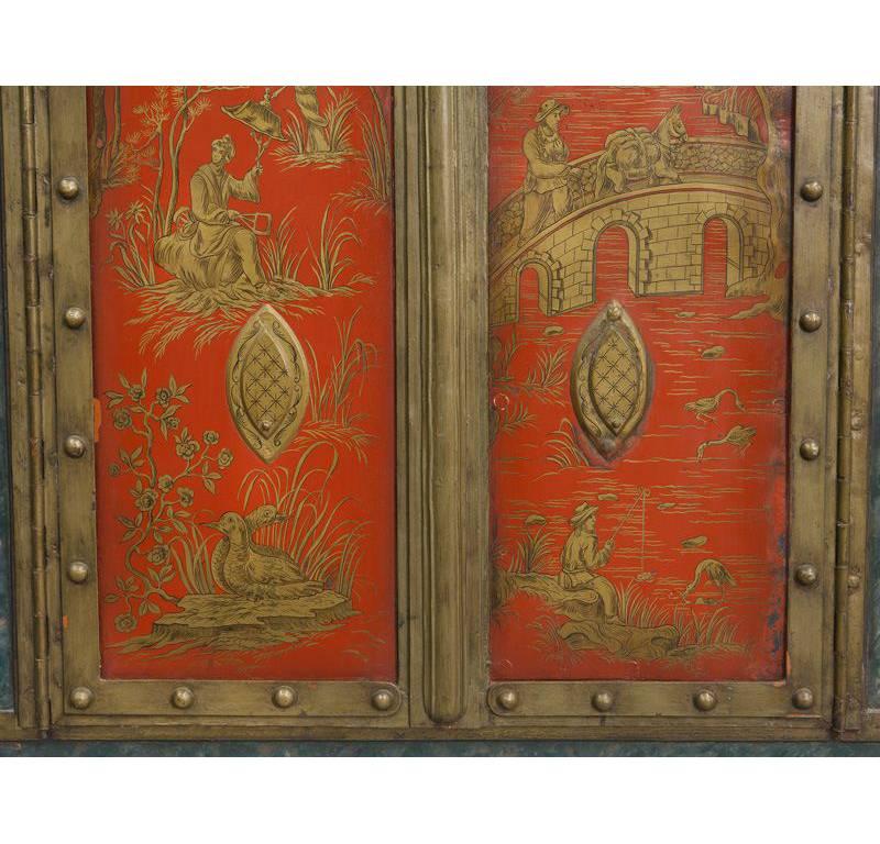 19th Century Dutch Iron Safe with Chinoiserie Decorated Doors  3