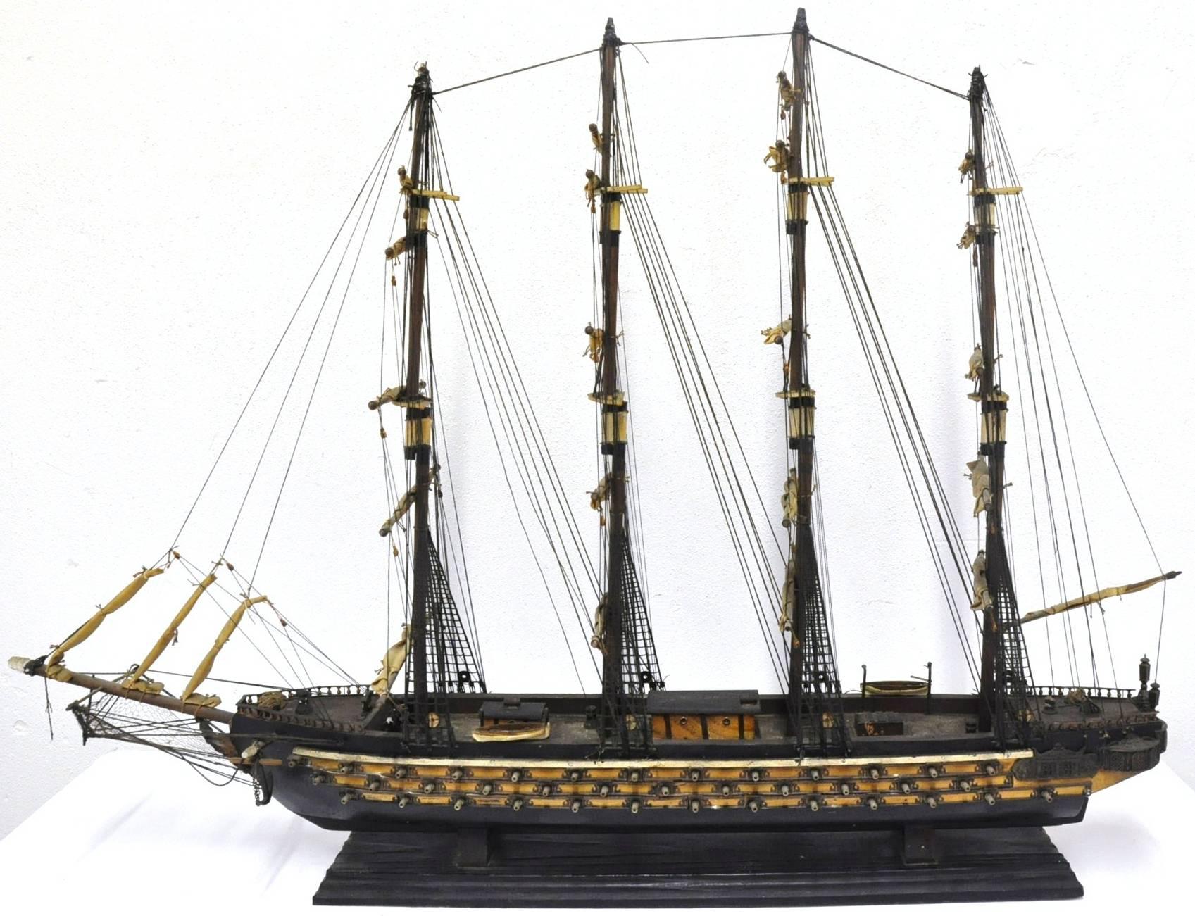 Fine antique sail boat model from Spain with a plaque 