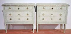Pair of Antique Louis XVI Painted Commodes Chests of Drawers