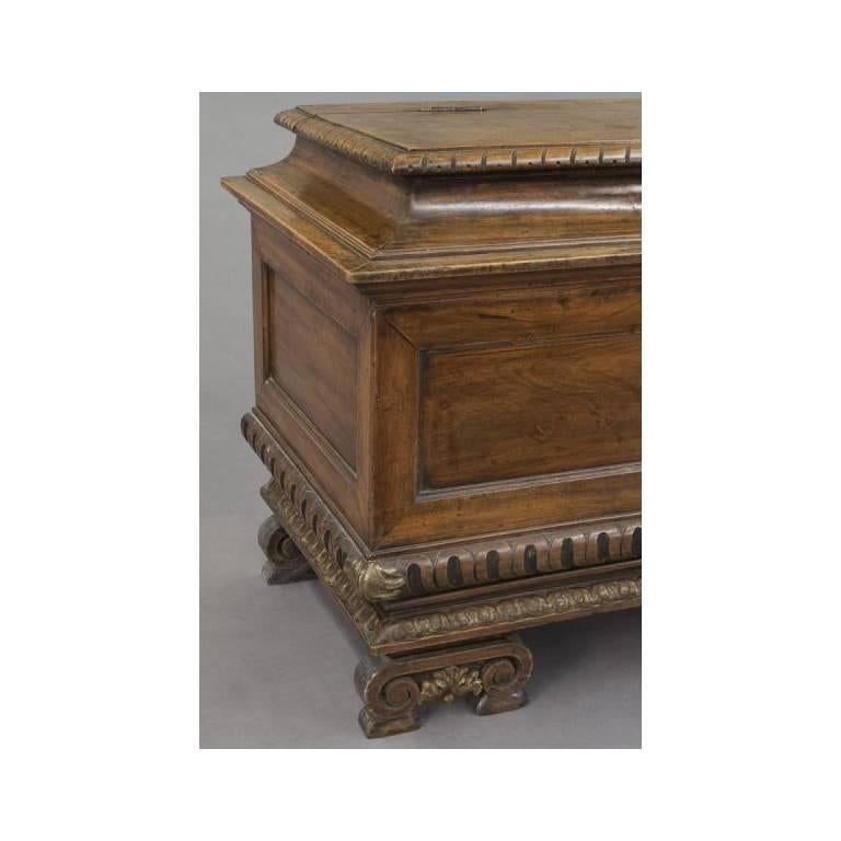 Early 19th Century Italian Carved Walnut Blanket Chest Trunk 4