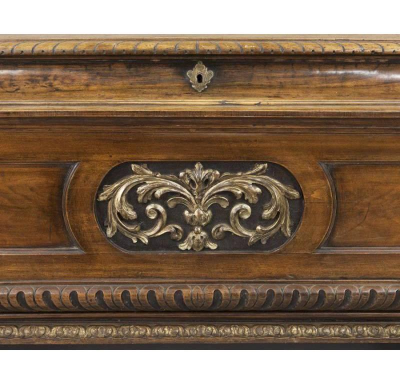 Early 19th Century Italian Carved Walnut Blanket Chest Trunk In Excellent Condition In Dallas, TX