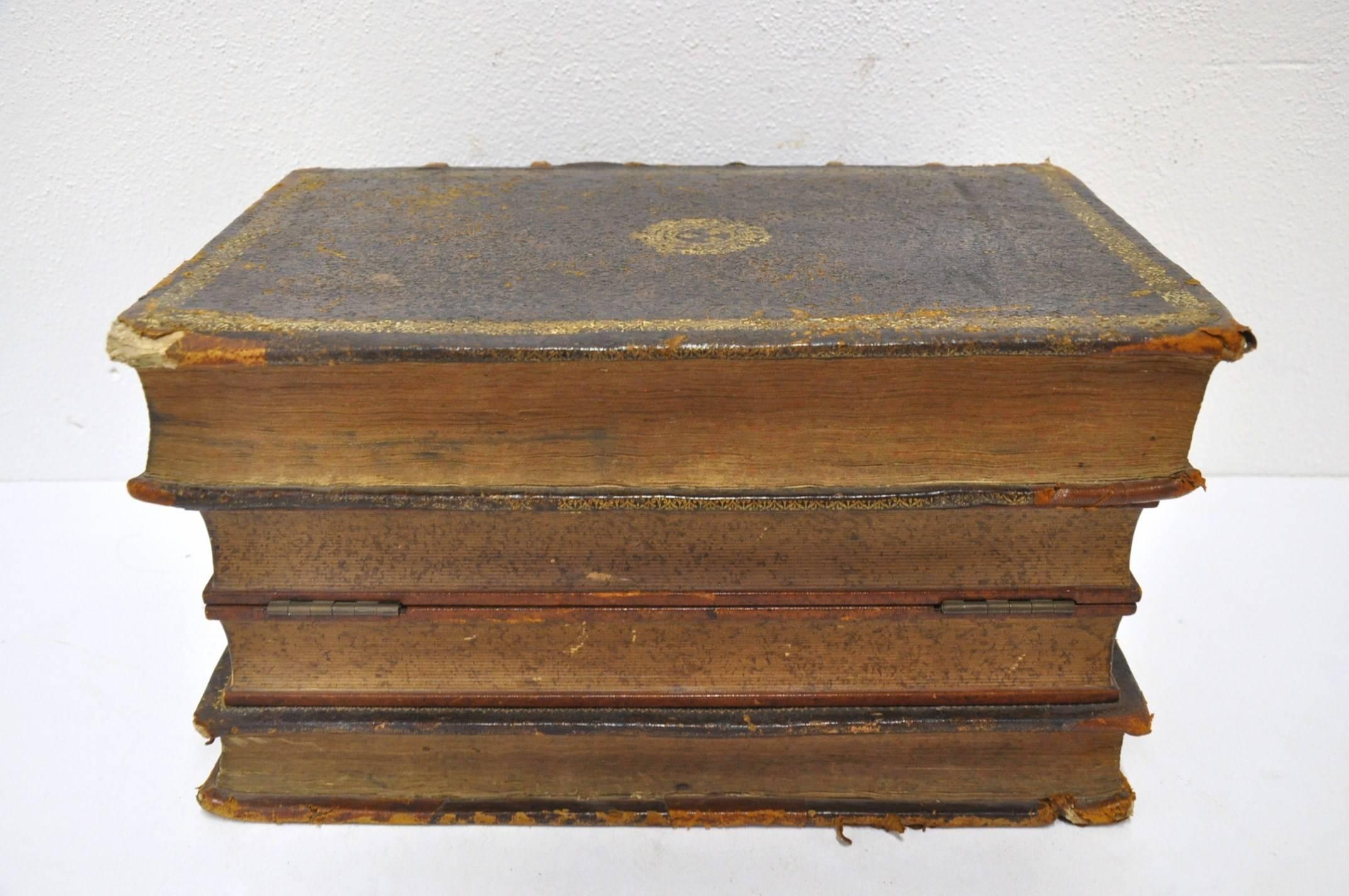 19th Century French Liquor Box Shaped like Four Leatherbound Books 1