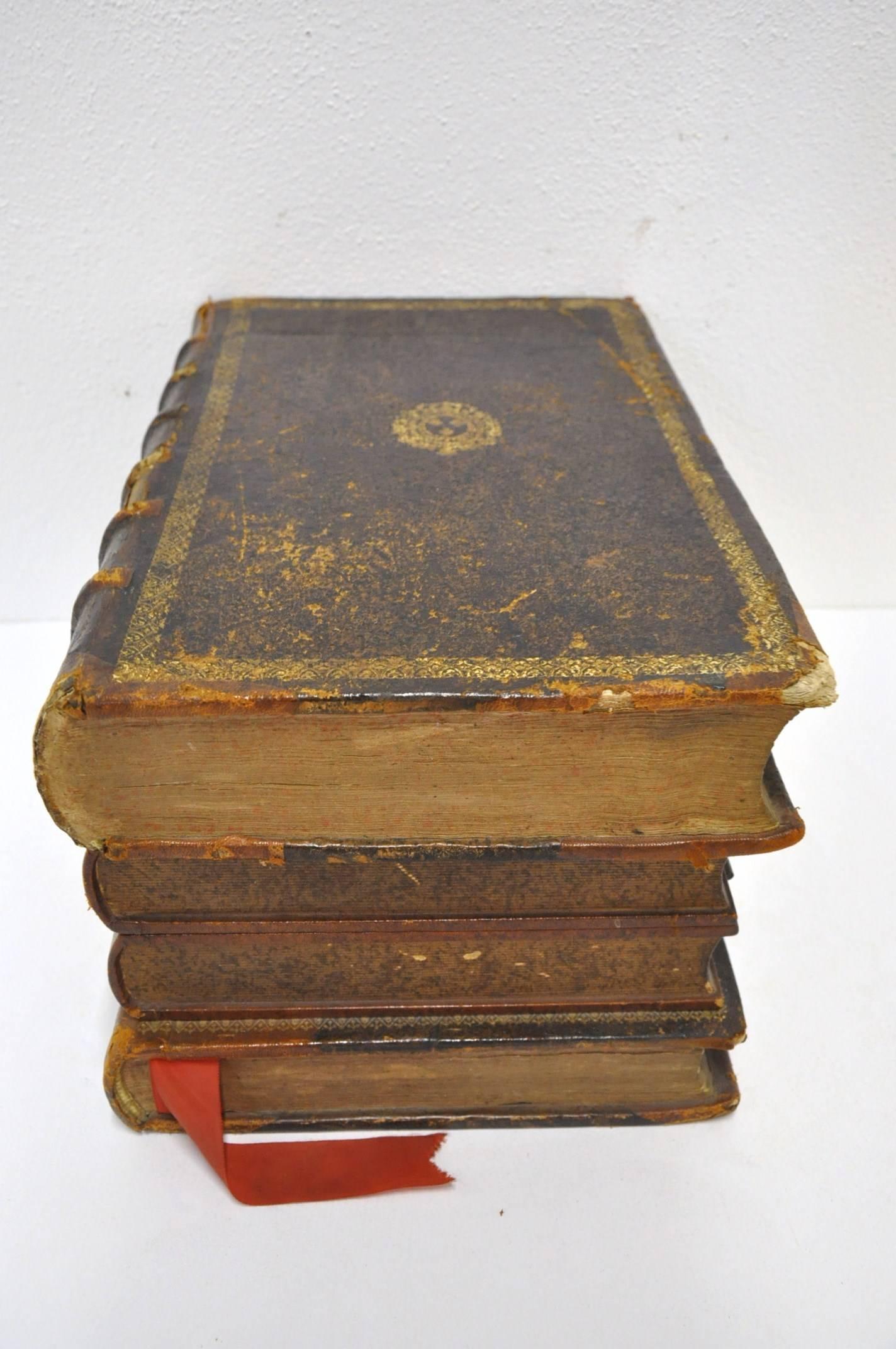 19th Century French Liquor Box Shaped like Four Leatherbound Books 3