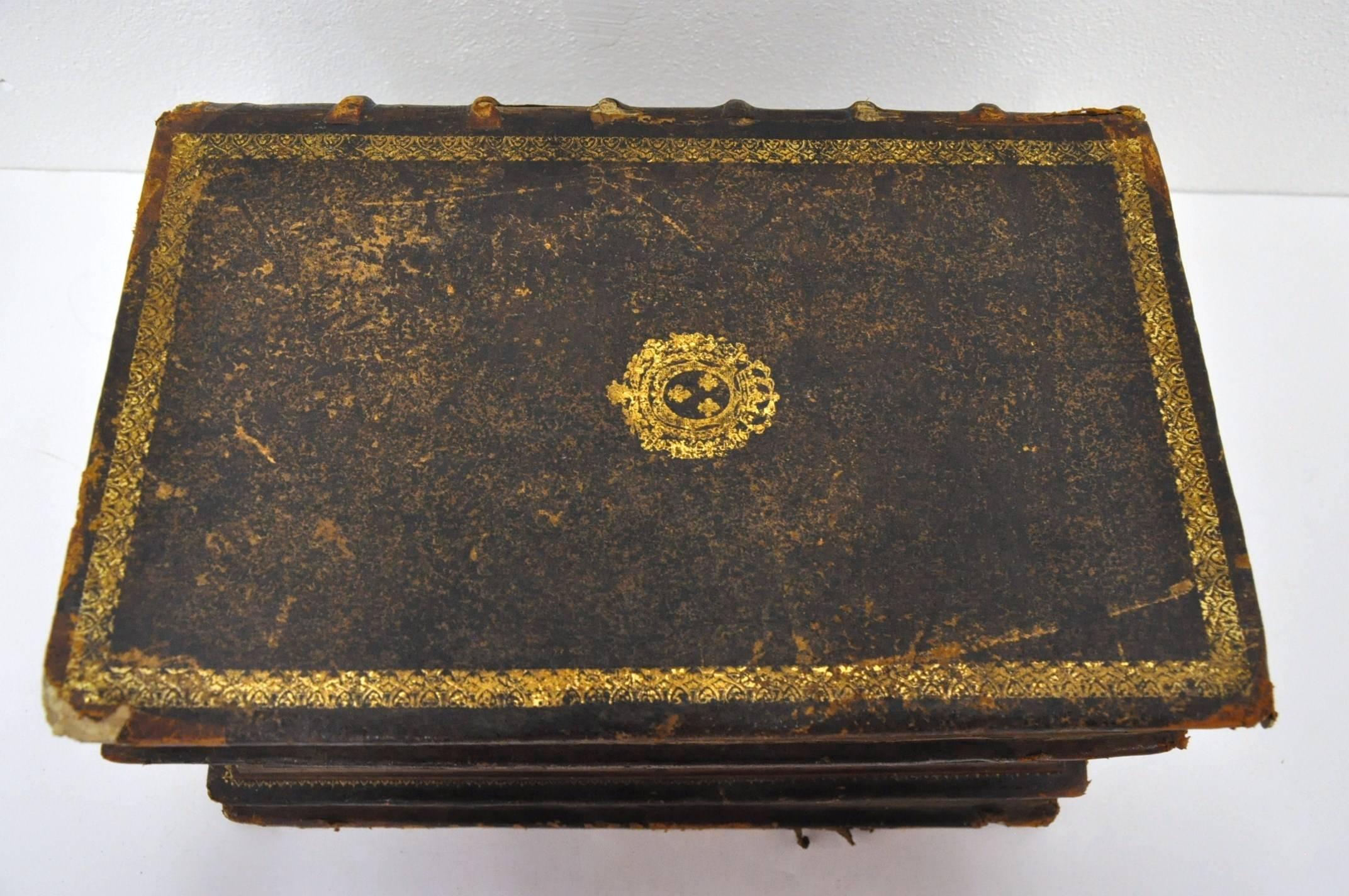 19th Century French Liquor Box Shaped like Four Leatherbound Books 2