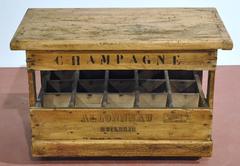 Antique French Wooden Champagne Bottles Storage Rack from Burgundy