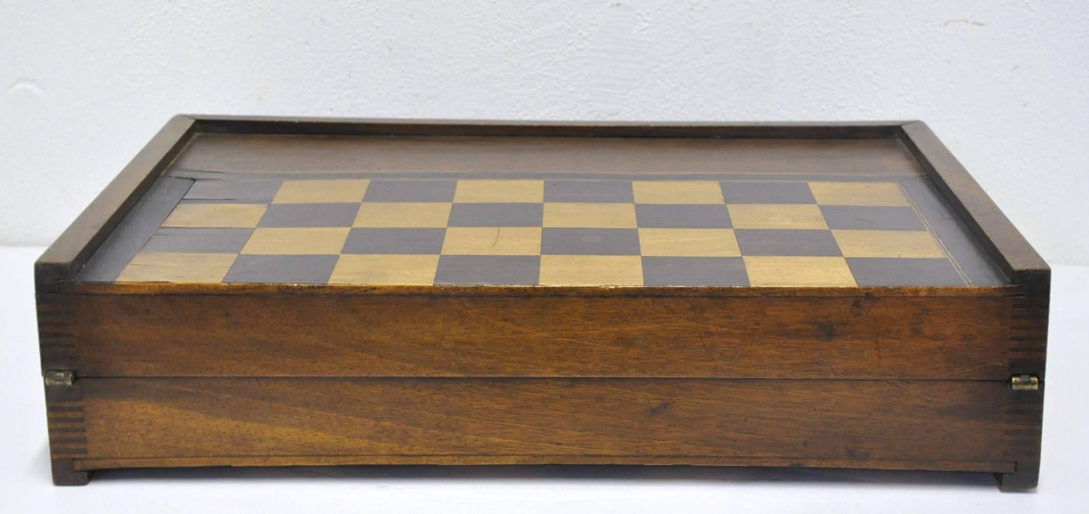 Hand-Crafted 19th Century, French Backgammon and Checkers Game Signed Arthaud, Paris