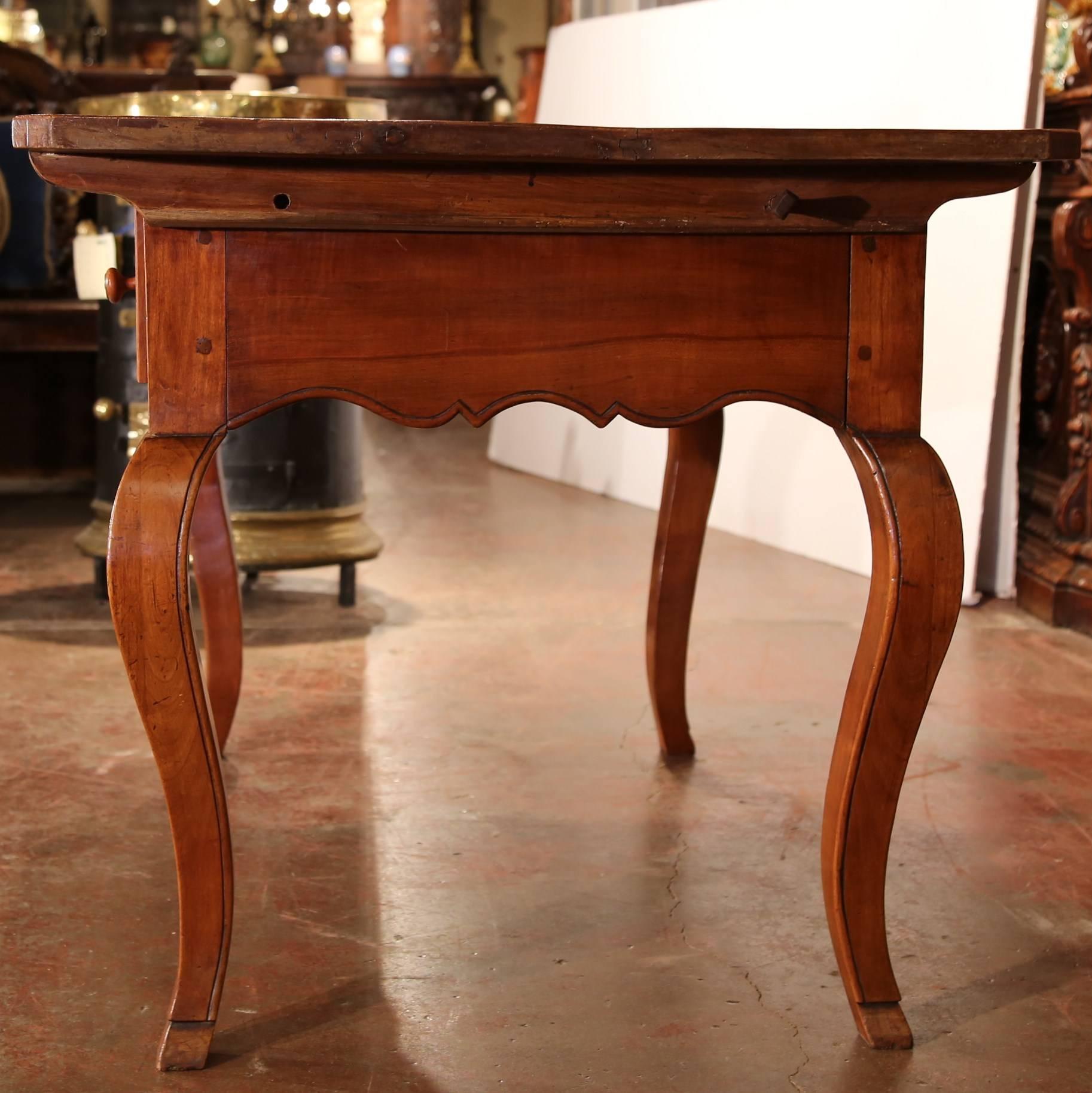 19th Century Country French Carved Walnut Desk Writing Table with Drawers 1