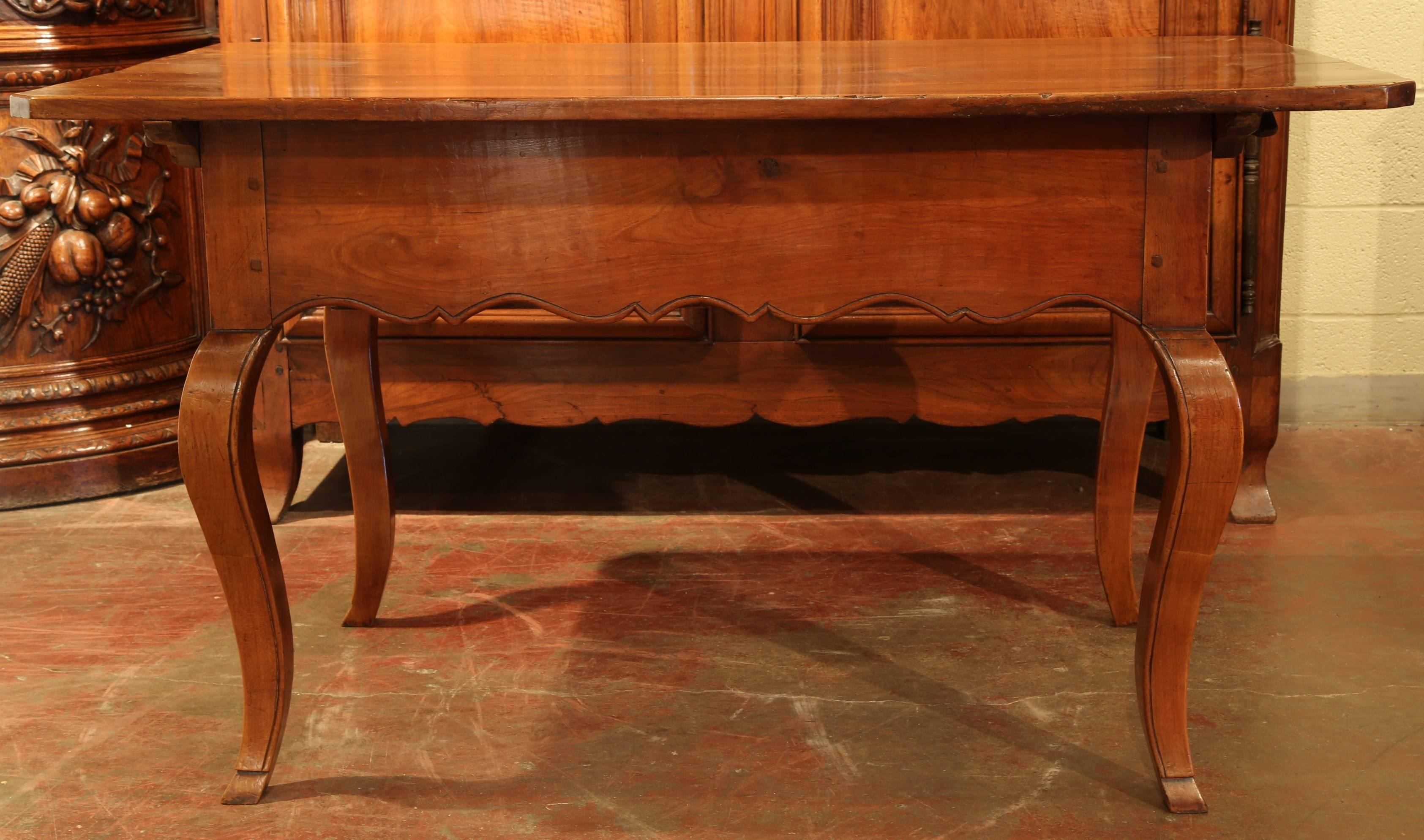 19th Century Country French Carved Walnut Desk Writing Table with Drawers 3