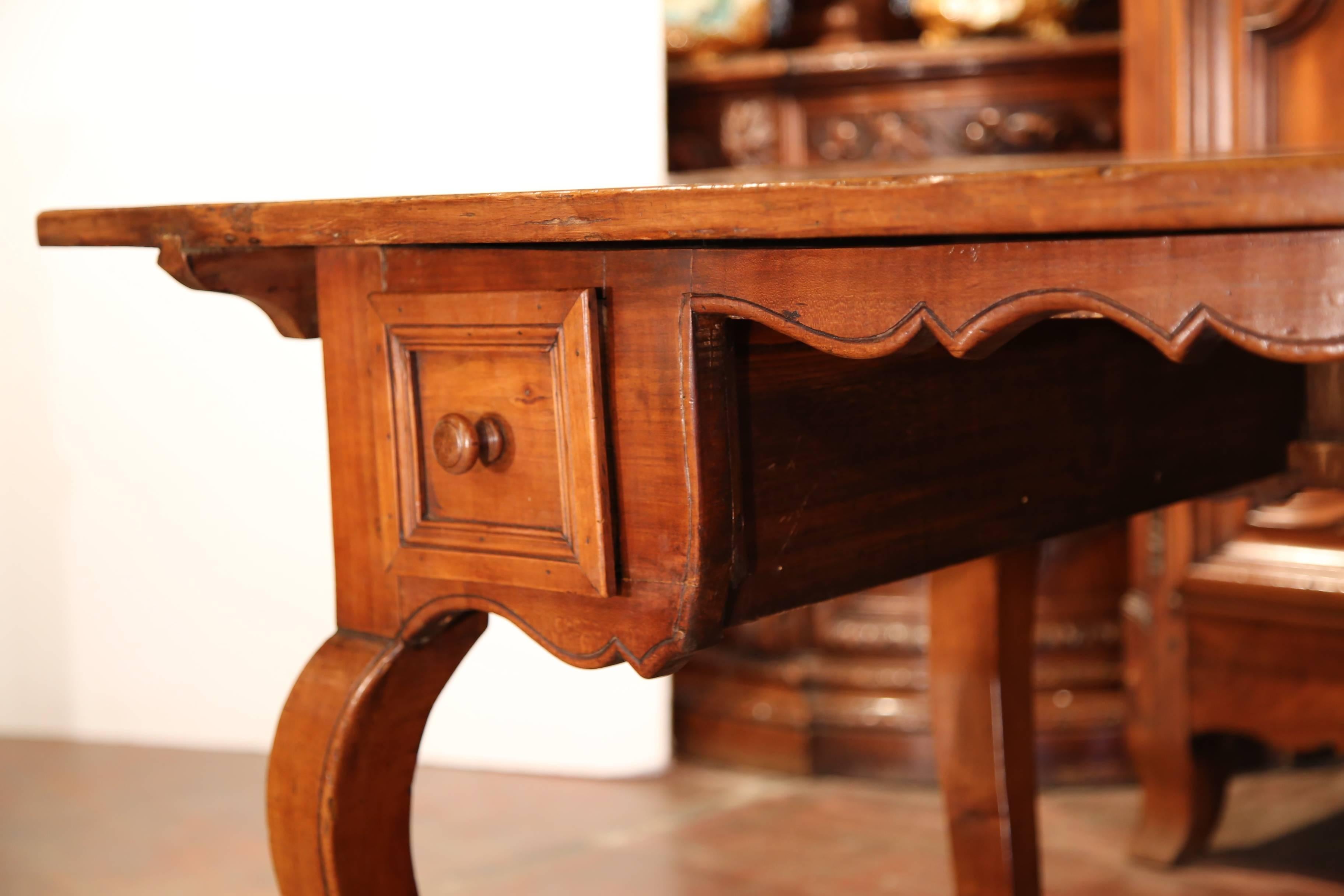 Louis XV 19th Century Country French Carved Walnut Desk Writing Table with Drawers