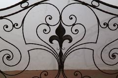 French Wrought Iron Fireplace Screen with Fleur de Lis