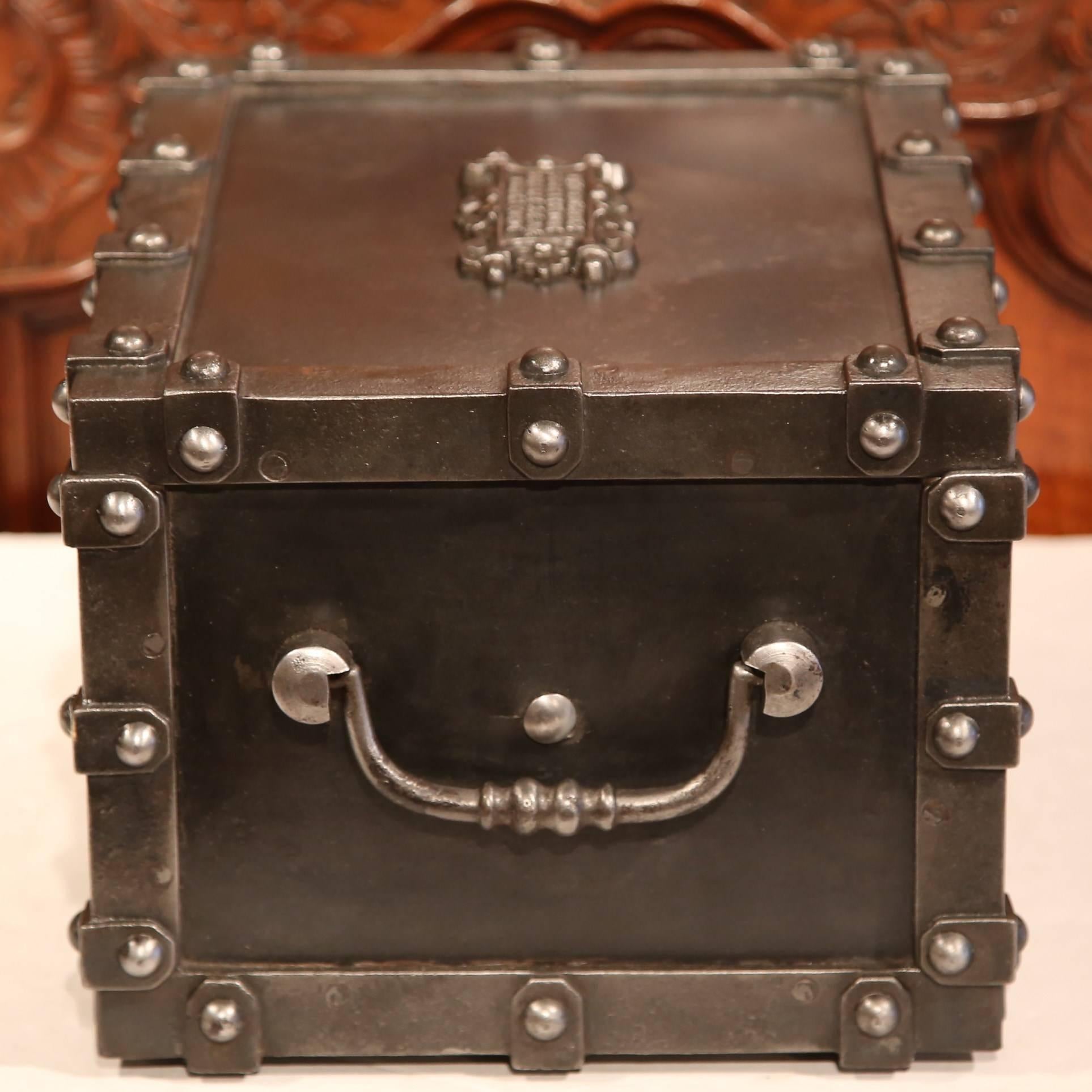 19th Century French Cast Iron Safe with Key and Combination Dated 1865 5