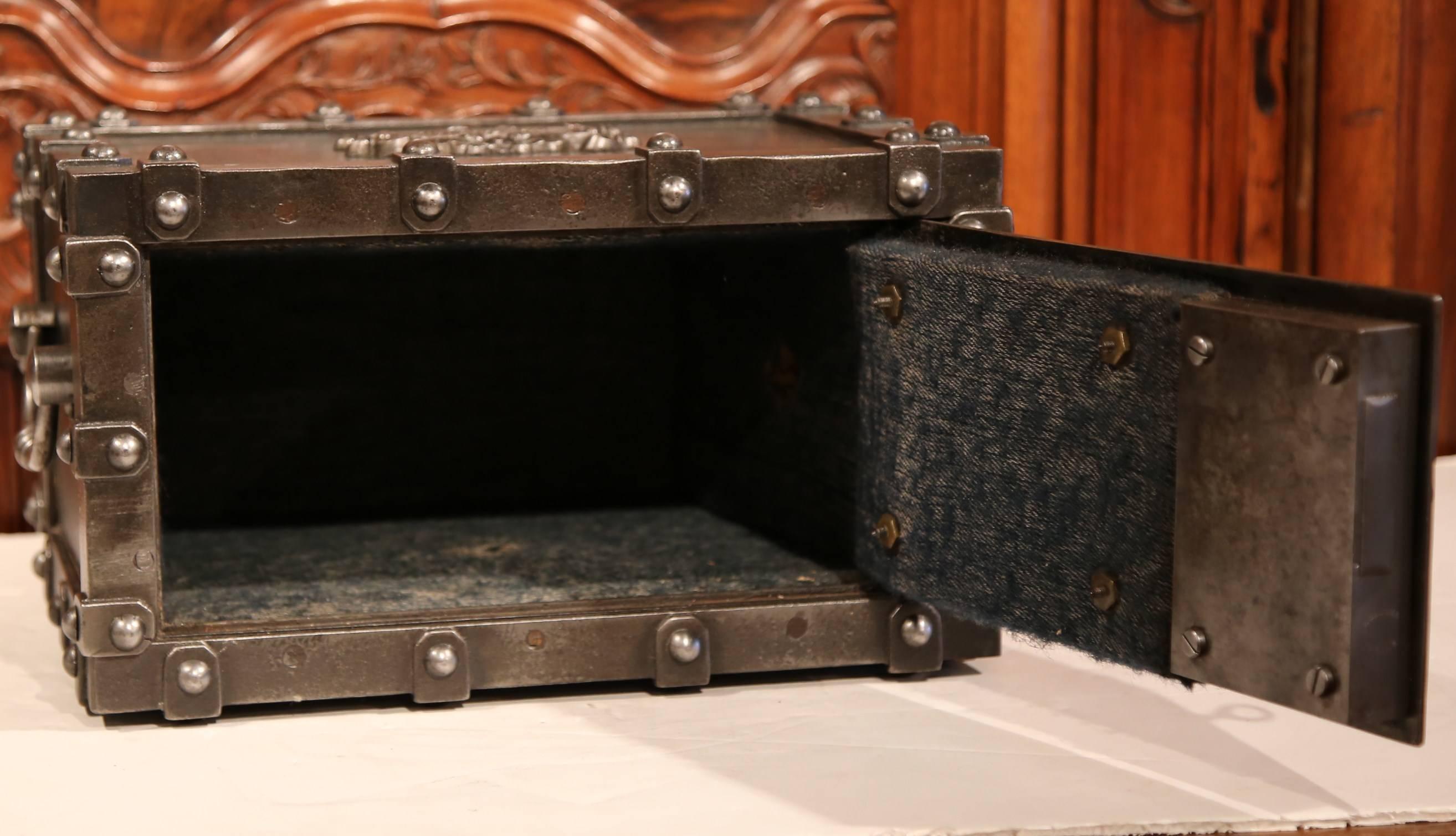 19th Century French Cast Iron Safe with Key and Combination Dated 1865 1