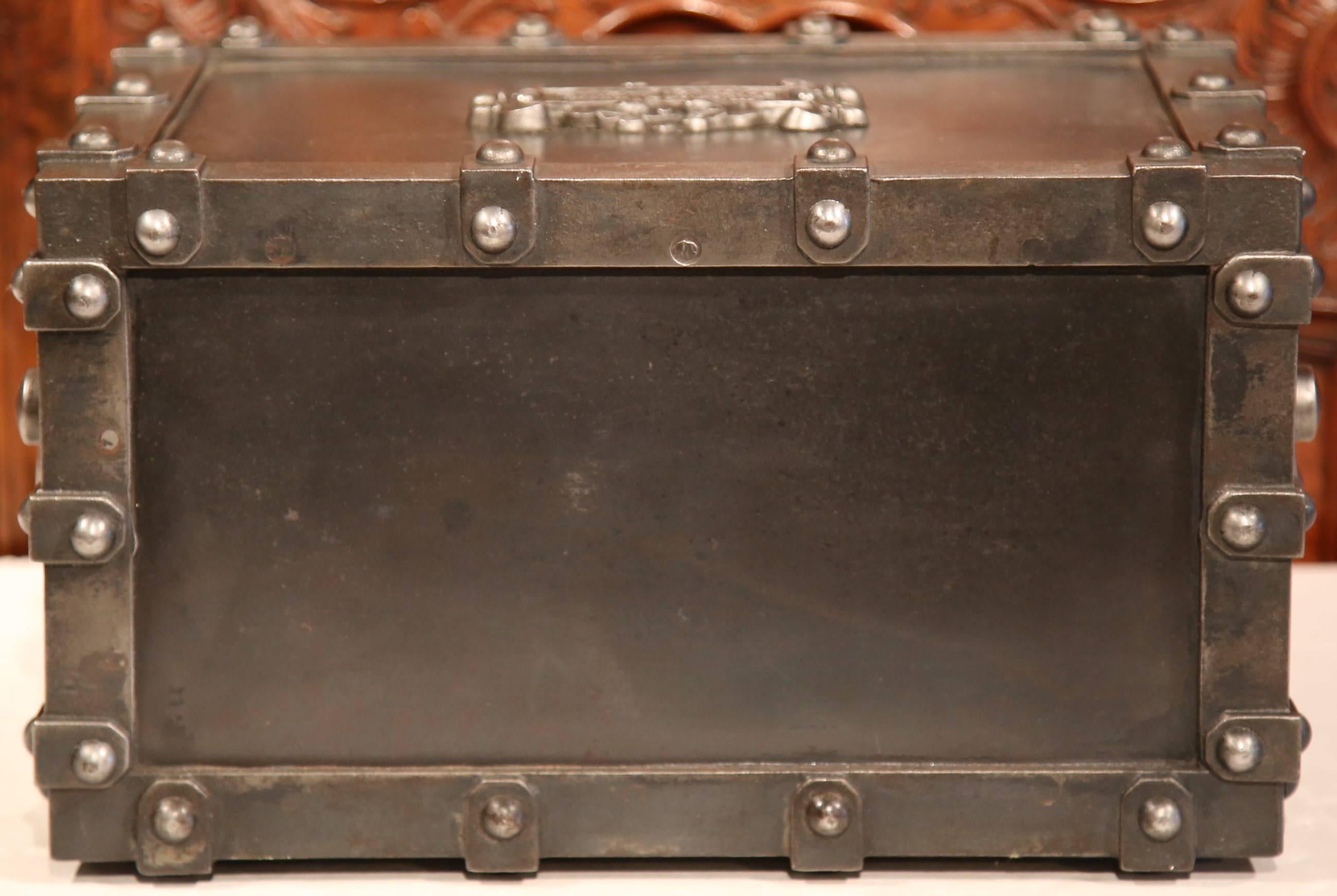 19th Century French Cast Iron Safe with Key and Combination Dated 1865 4
