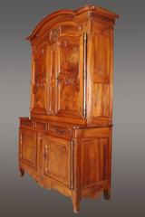 Early 19th Century Country French Carved Walnut Buffet Deux Corps