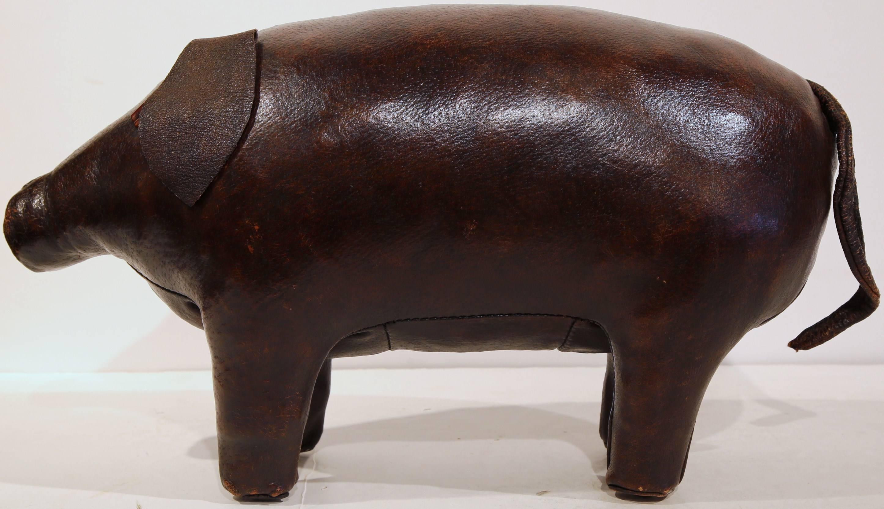 leather pig footstool
