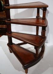 Vintage English Library Step Ladder with Leather Stairs